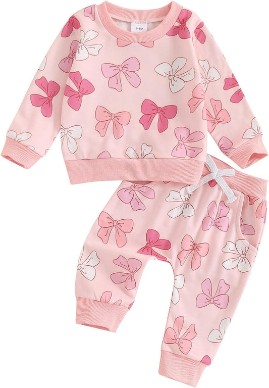 Cute Baby Girl Clothes Long Sleeve Print Sweatshirt Top and Pants Set Toddler Girl Fall Outfits