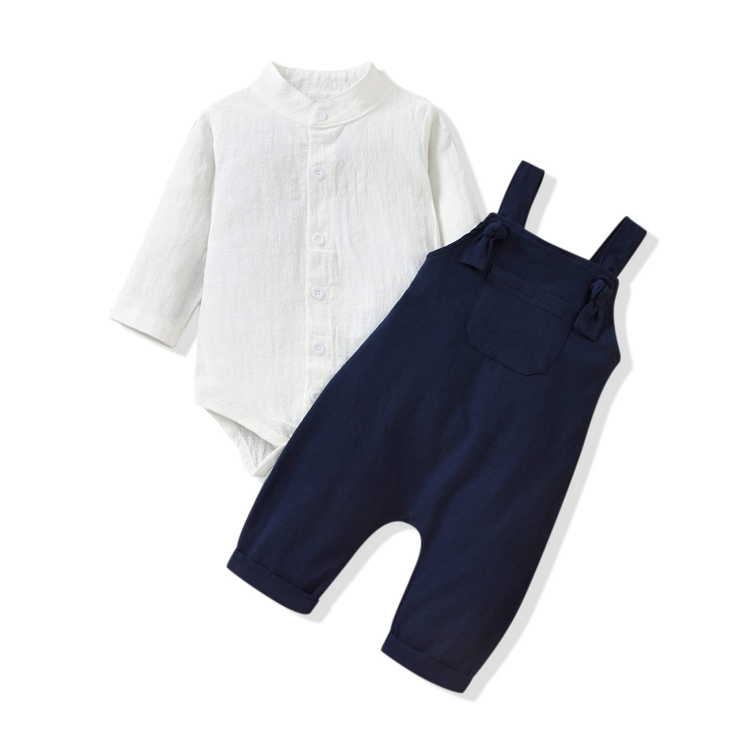 Unutiylo Baby Boys Clothes for Gentleman Outfits,Toddler Overalls Baby Suspender Pants and Bodysuit Romper