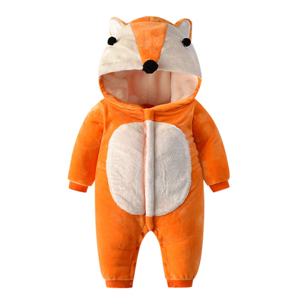 Infant Baby Boys Girls Snowsuits Overcoat Winter Warm Clothes Cartoon Fox Snow Wear Outerwear 3-24 Months