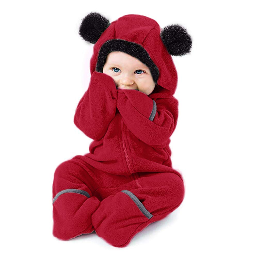 Newborn Infant Baby Girls Boys Fall Winter Snowsuit Jumpsuit Clothes 3-24 Months Cute Cartoon Ears Hoodie Romper