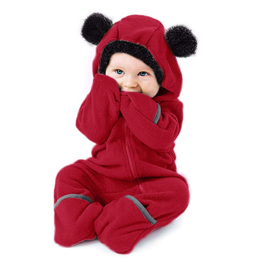 Newborn Infant Baby Girls Boys Fall Winter Snowsuit Jumpsuit Clothes 3-24 Months Cute Cartoon Ears Hoodie Romper