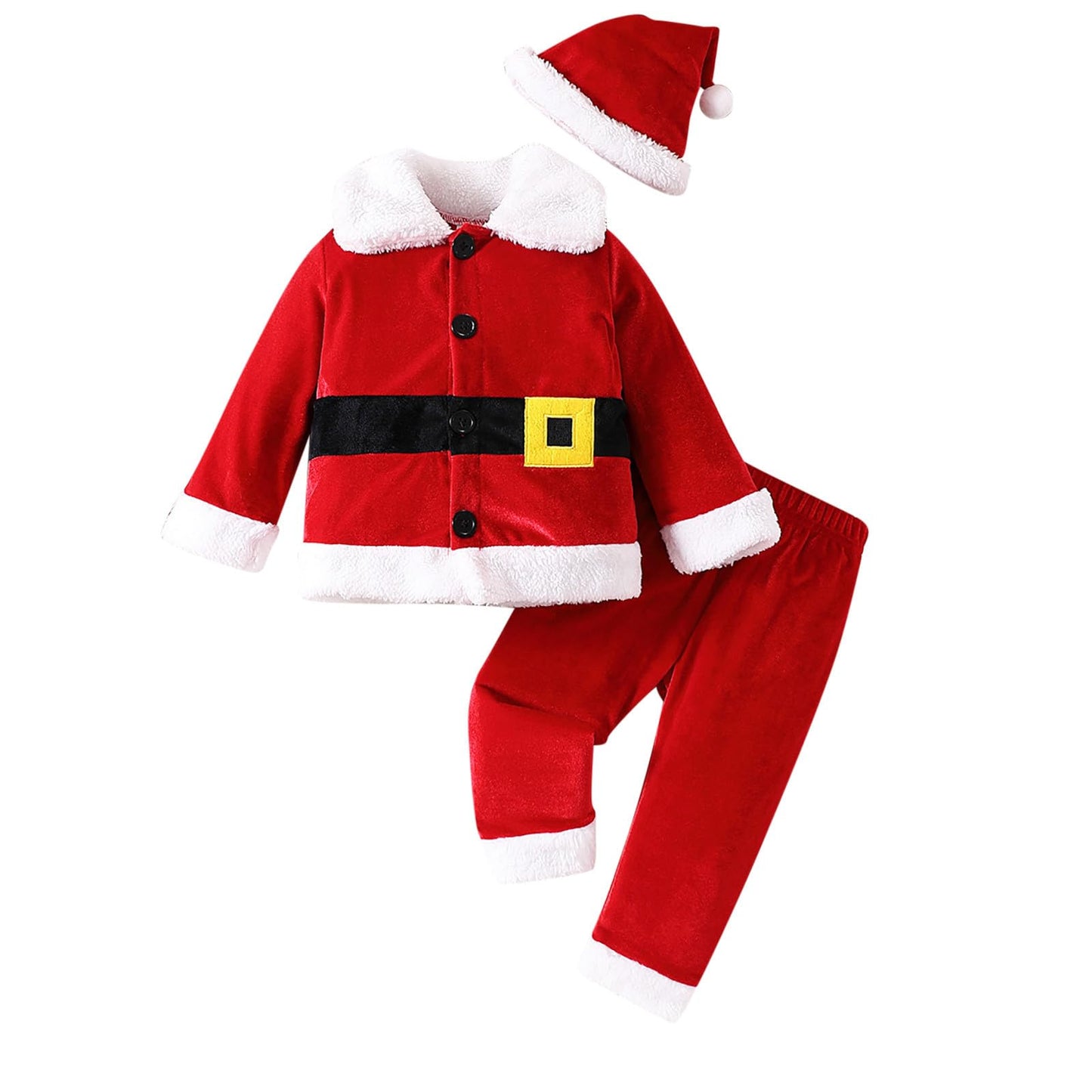 Baby Boy Girl Christmas Outfit Toddler Santa 𝘾𝙤𝙨𝙩ume Cute Santa Claus Cosplay Dress Up Clothes Xmas Coat Pant Set