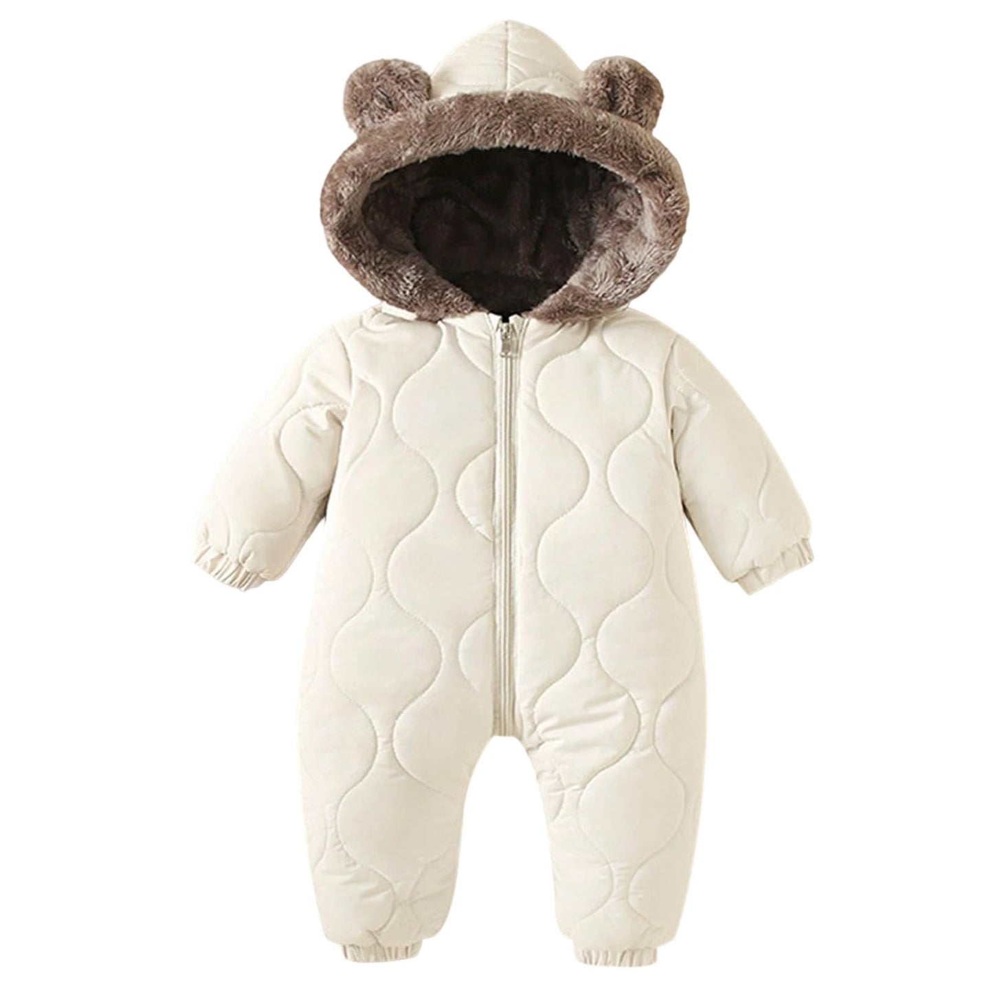 Newborn Baby Bear Outfit Snowsuit Girls Boys Fleece Jumpsuit Romper Hooded Winter Snowsuit Clothes 0-3 Years