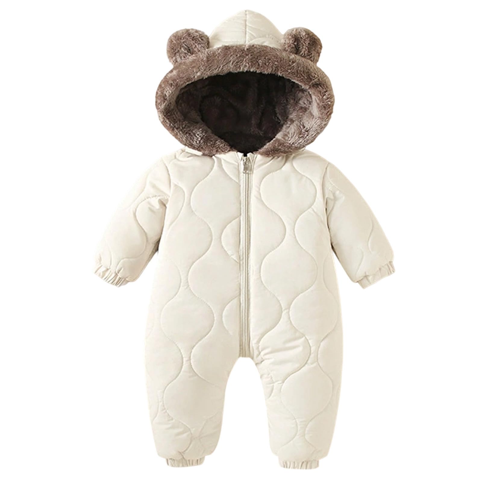 Newborn Baby Bear Outfit Snowsuit Girls Boys Fleece Jumpsuit Romper Hooded Winter Snowsuit Clothes 0-3 Years