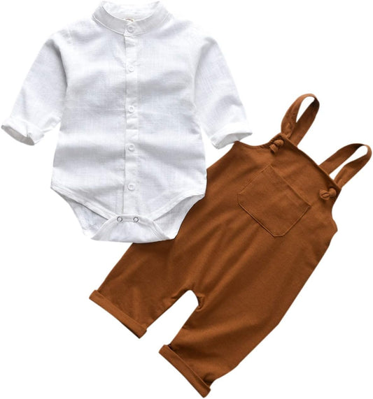 Unutiylo Baby Boys Clothes for Gentleman Outfits,Toddler Overalls Baby Suspender Pants and Bodysuit Romper
