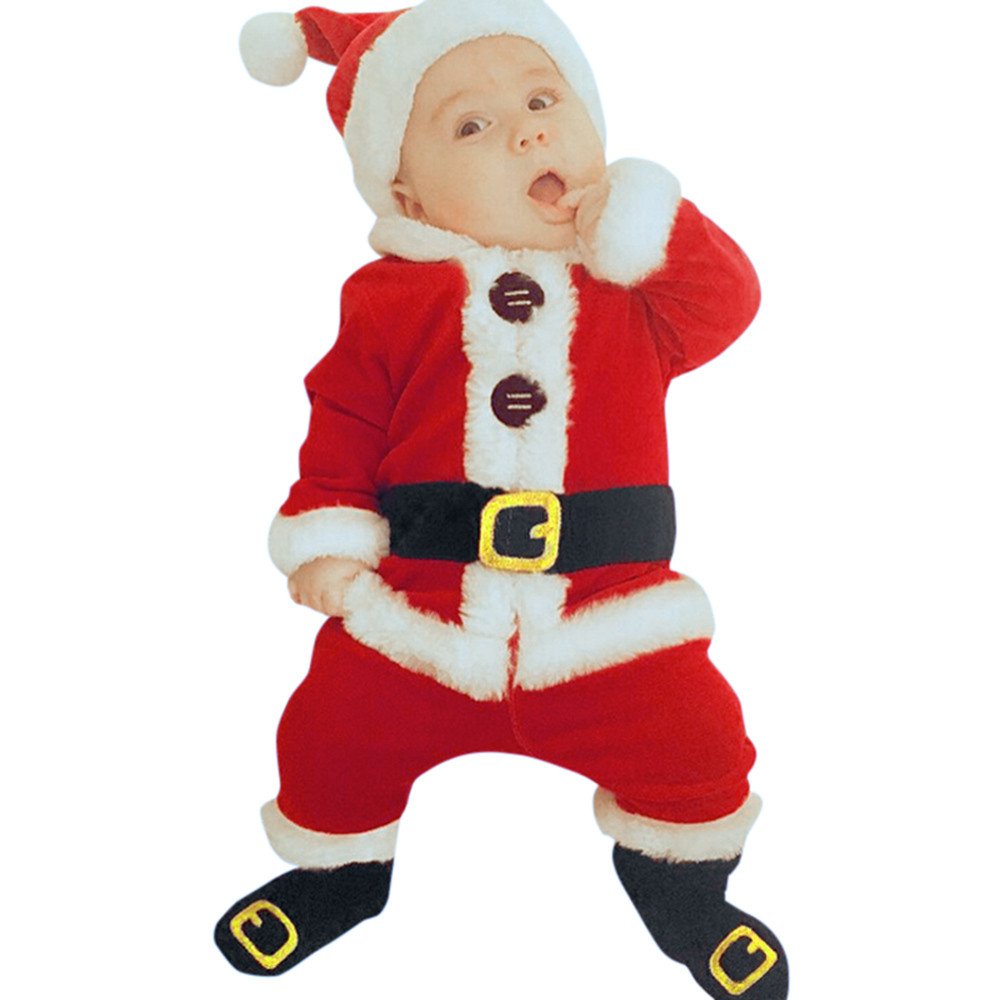 Baby Boy Girl Christmas Outfit Toddler Santa 𝘾𝙤𝙨𝙩ume Cute Santa Claus Cosplay Dress Up Clothes Xmas Coat Pant Set