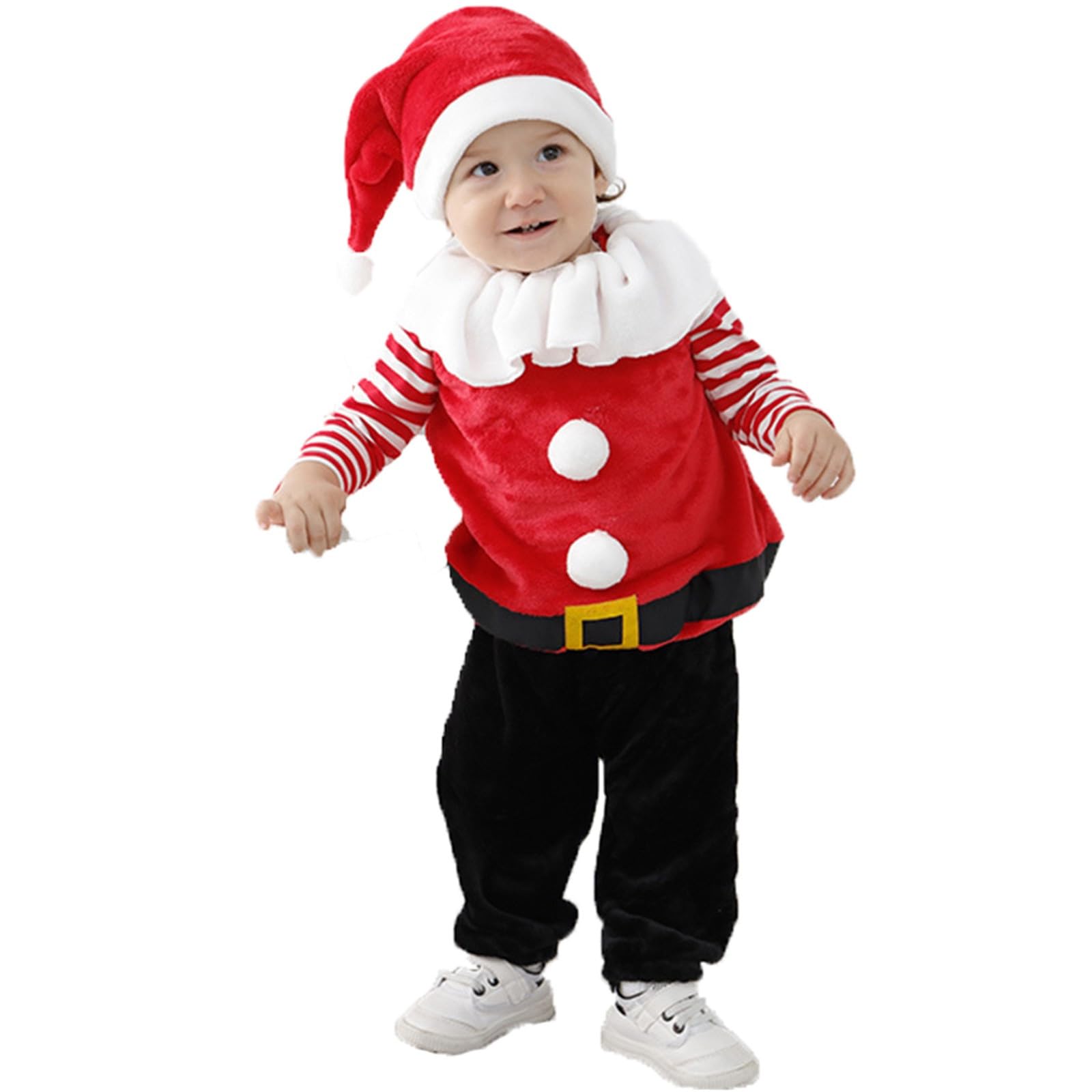 Baby Boy Girl Christmas Outfit Toddler Santa 𝘾𝙤𝙨𝙩ume Cute Santa Claus Cosplay Dress Up Clothes Xmas Coat Pant Set
