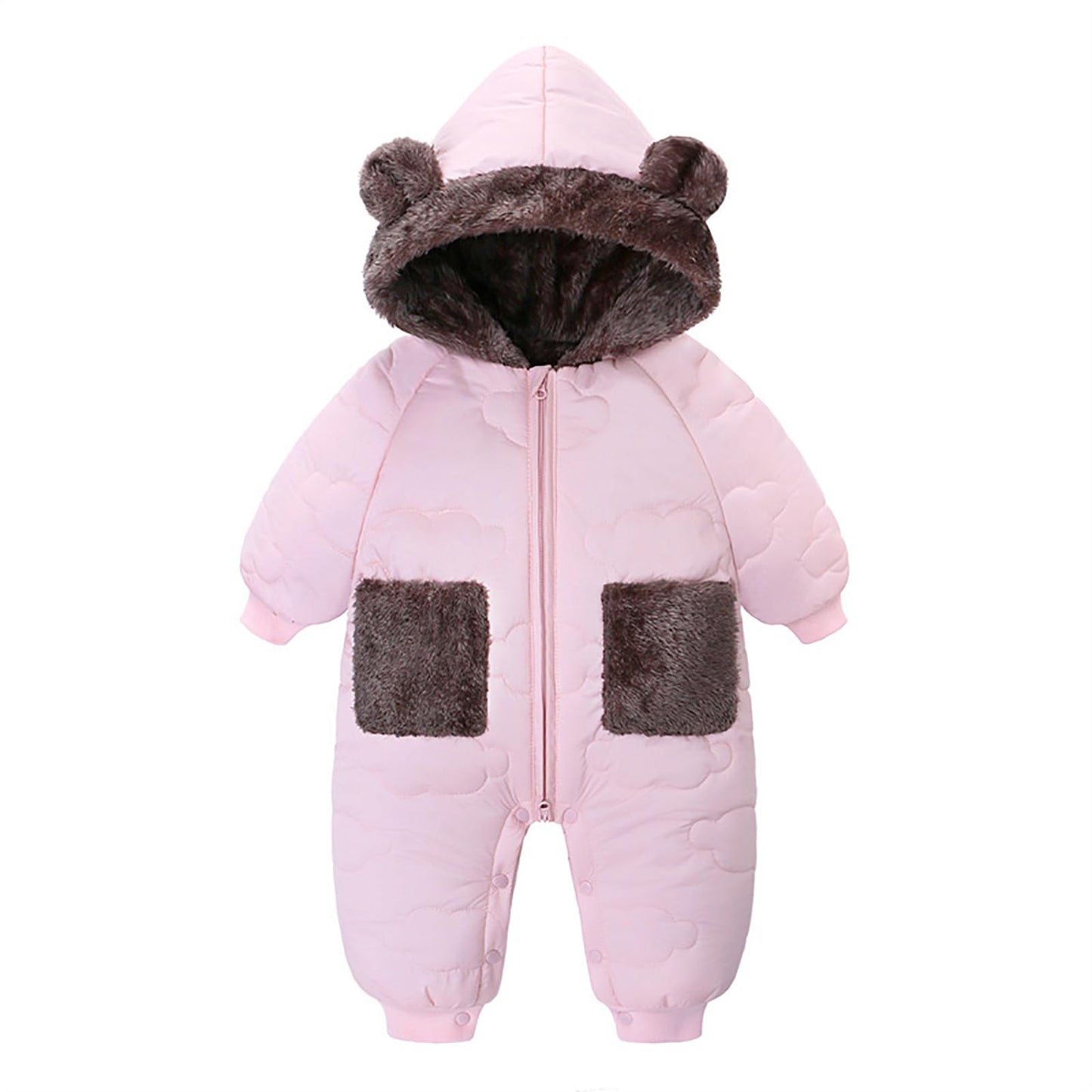 Newborn Baby Bear Outfit Snowsuit Girls Boys Fleece Jumpsuit Romper Hooded Winter Snowsuit Clothes 0-3 Years