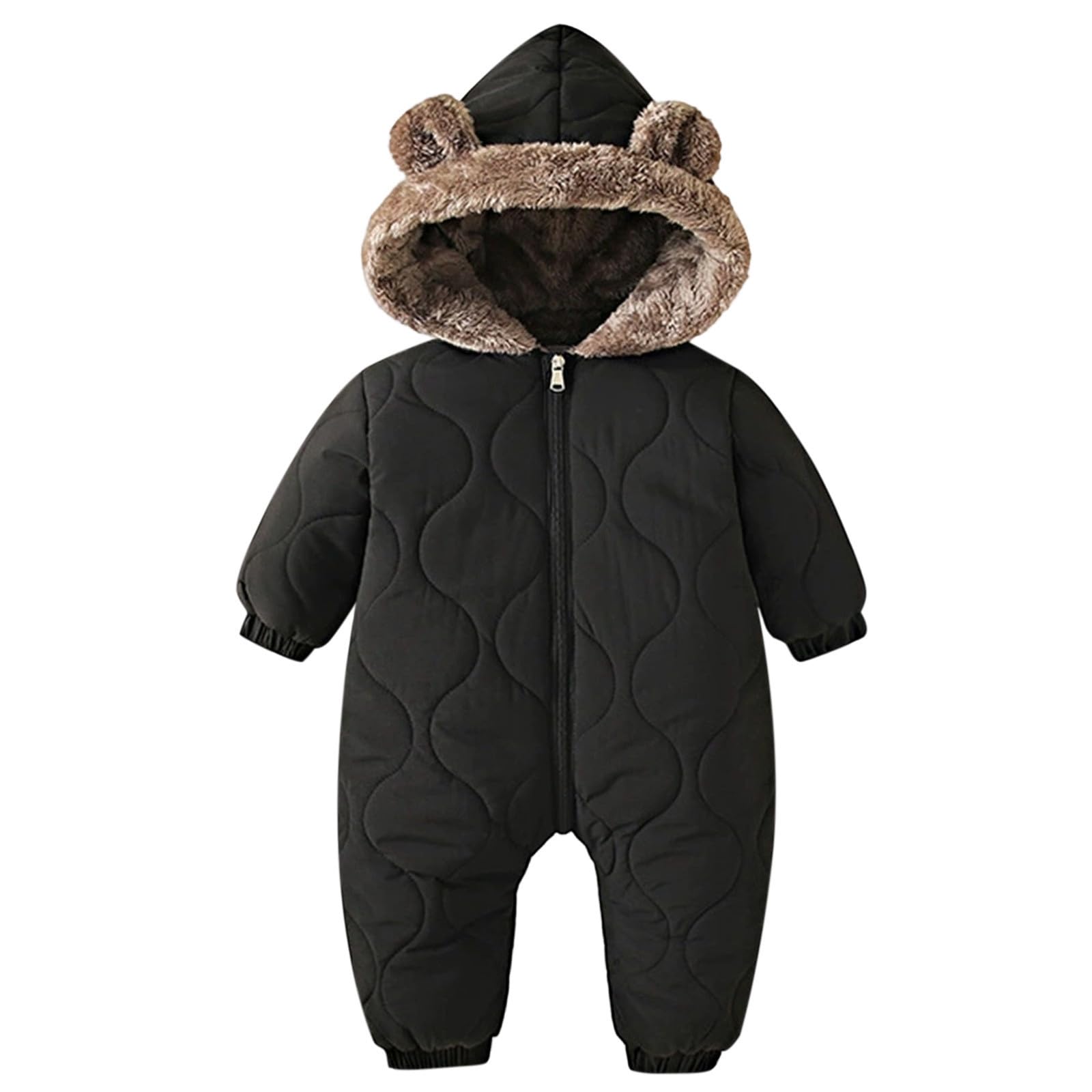 Newborn Baby Bear Outfit Snowsuit Girls Boys Fleece Jumpsuit Romper Hooded Winter Snowsuit Clothes 0-3 Years