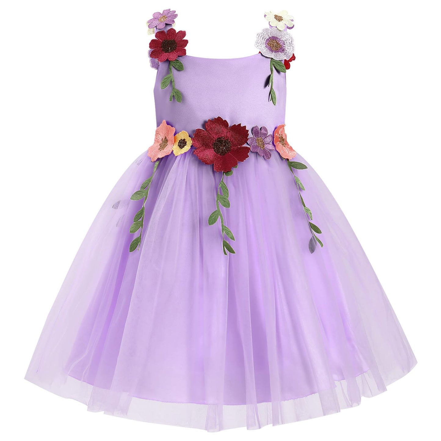 IDOPIP Toddler Baby Embroidery Flower Girl Dress for Kids Wedding Pageant Party Prom Gown Communion Birthday Tulle Dresses