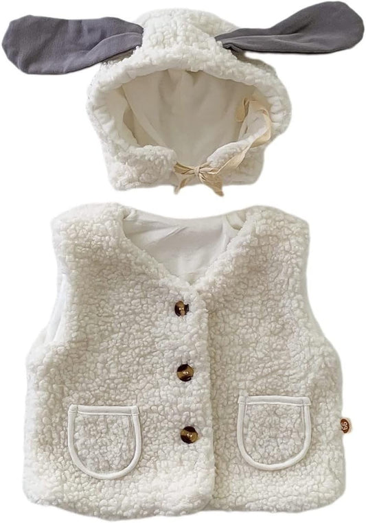 Toddler Baby Girl Boy Vest Fall Winter Clothes Faux Fleece Waistcoat Sleeveless Outerwear Animal Hoodie Jacket 0-2 Years