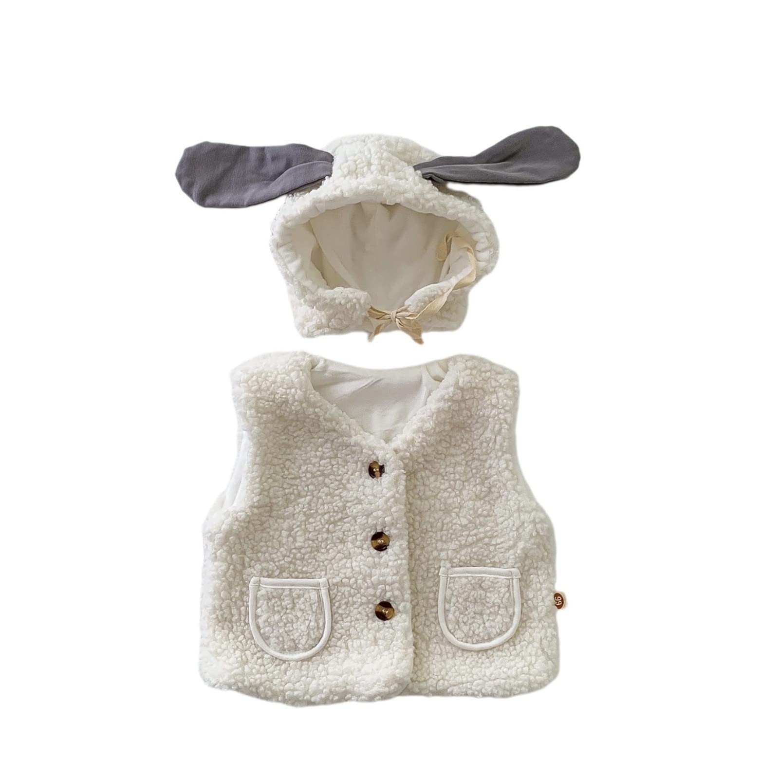Toddler Baby Girl Boy Vest Fall Winter Clothes Faux Fleece Waistcoat Sleeveless Outerwear Animal Hoodie Jacket 0-2 Years