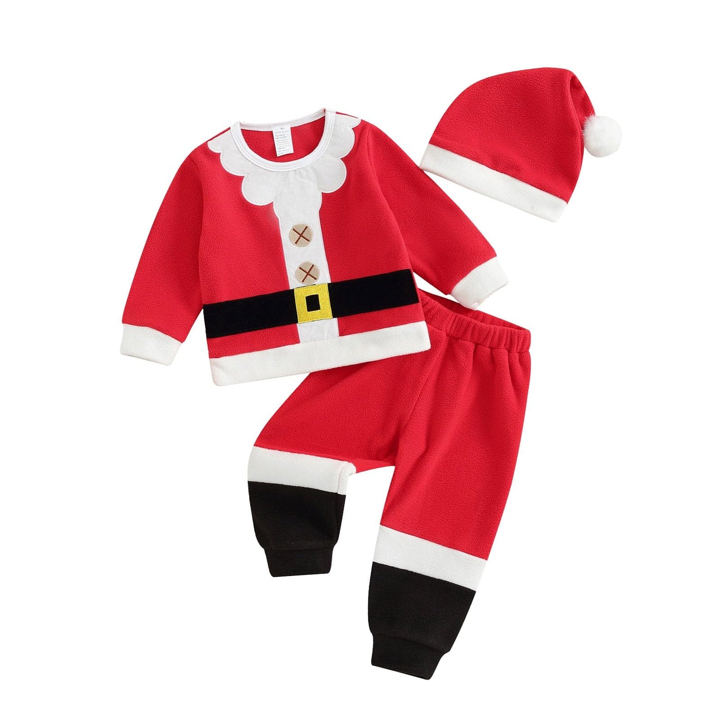 Baby Boy Girl Christmas Outfit Toddler Santa 𝘾𝙤𝙨𝙩ume Cute Santa Claus Cosplay Dress Up Clothes Xmas Coat Pant Set