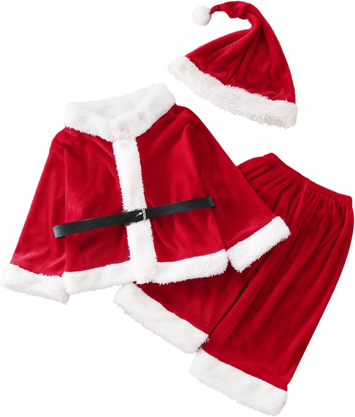 Baby Boy Girl Christmas Outfit Toddler Santa 𝘾𝙤𝙨𝙩ume Cute Santa Claus Cosplay Dress Up Clothes Xmas Coat Pant Set