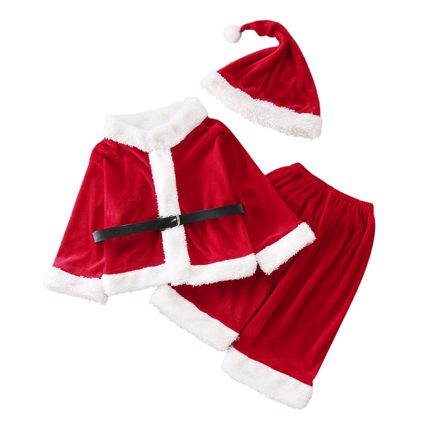 Baby Boy Girl Christmas Outfit Toddler Santa 𝘾𝙤𝙨𝙩ume Cute Santa Claus Cosplay Dress Up Clothes Xmas Coat Pant Set