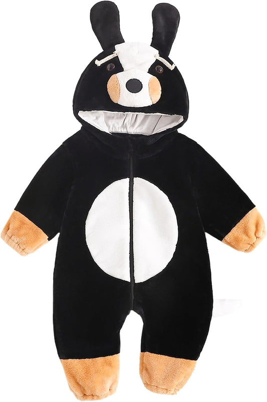 Dcohmch Toddler Baby Bernese Mountain Dog Costume Cute Hooded Jumpsuit Zipper Snowsuit Infant Warm Winter Clothes 0-3T