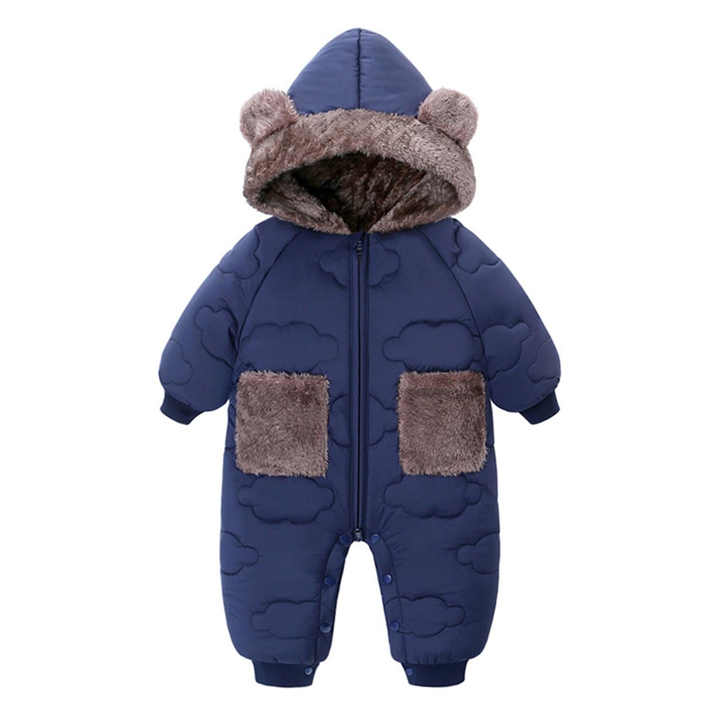 Newborn Baby Bear Outfit Snowsuit Girls Boys Fleece Jumpsuit Romper Hooded Winter Snowsuit Clothes 0-3 Years