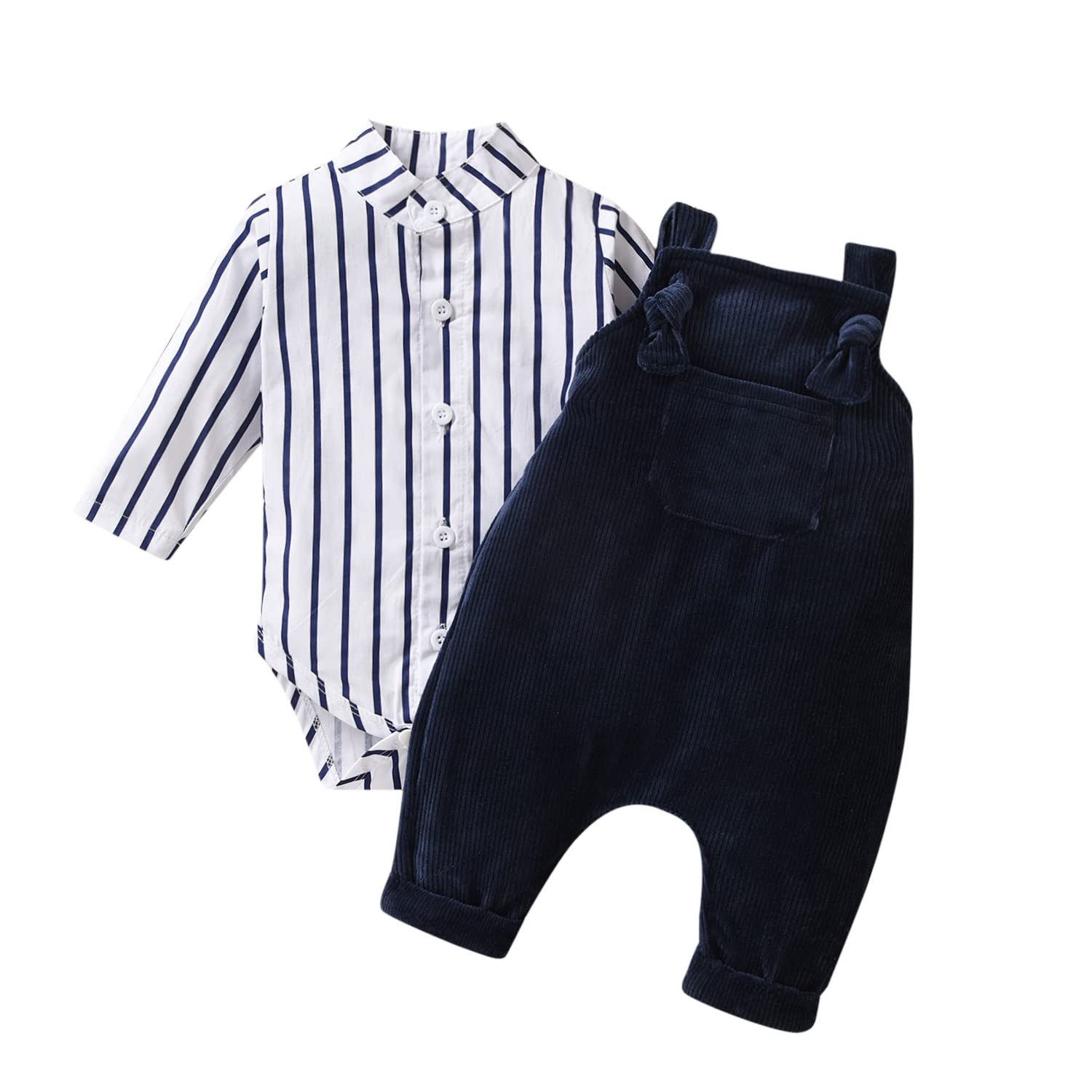Unutiylo Baby Boys Clothes for Gentleman Outfits,Toddler Overalls Baby Suspender Pants and Bodysuit Romper