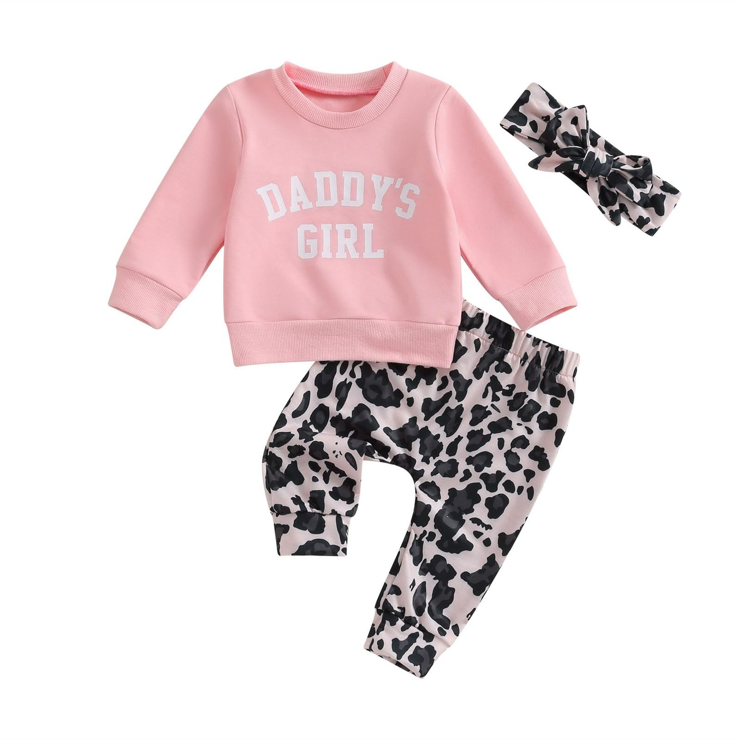 3Pcs Baby Girl Outfits Daisy Sweatshirt + Pants + Headband Infant Fall Winter Clothes
