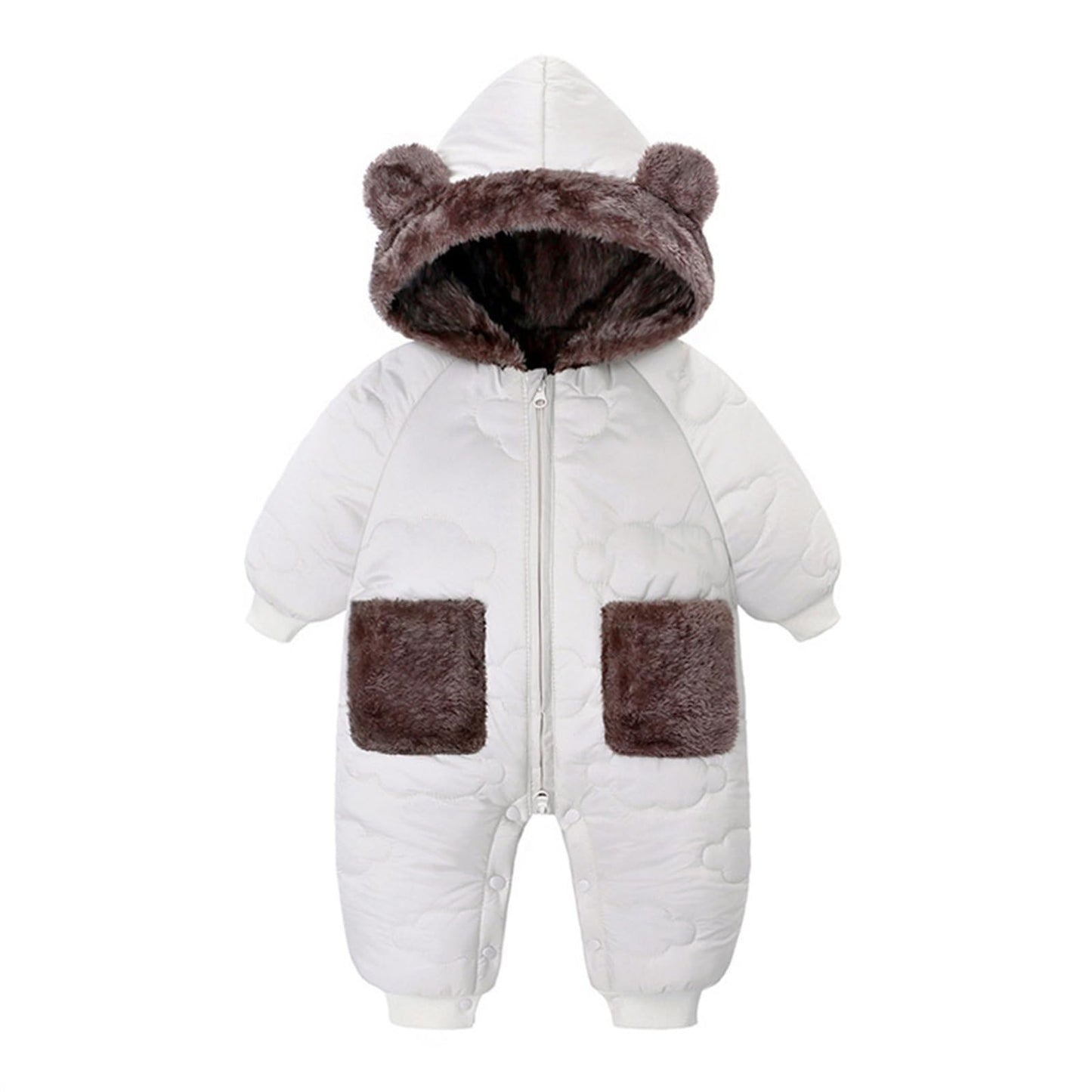 Newborn Baby Bear Outfit Snowsuit Girls Boys Fleece Jumpsuit Romper Hooded Winter Snowsuit Clothes 0-3 Years