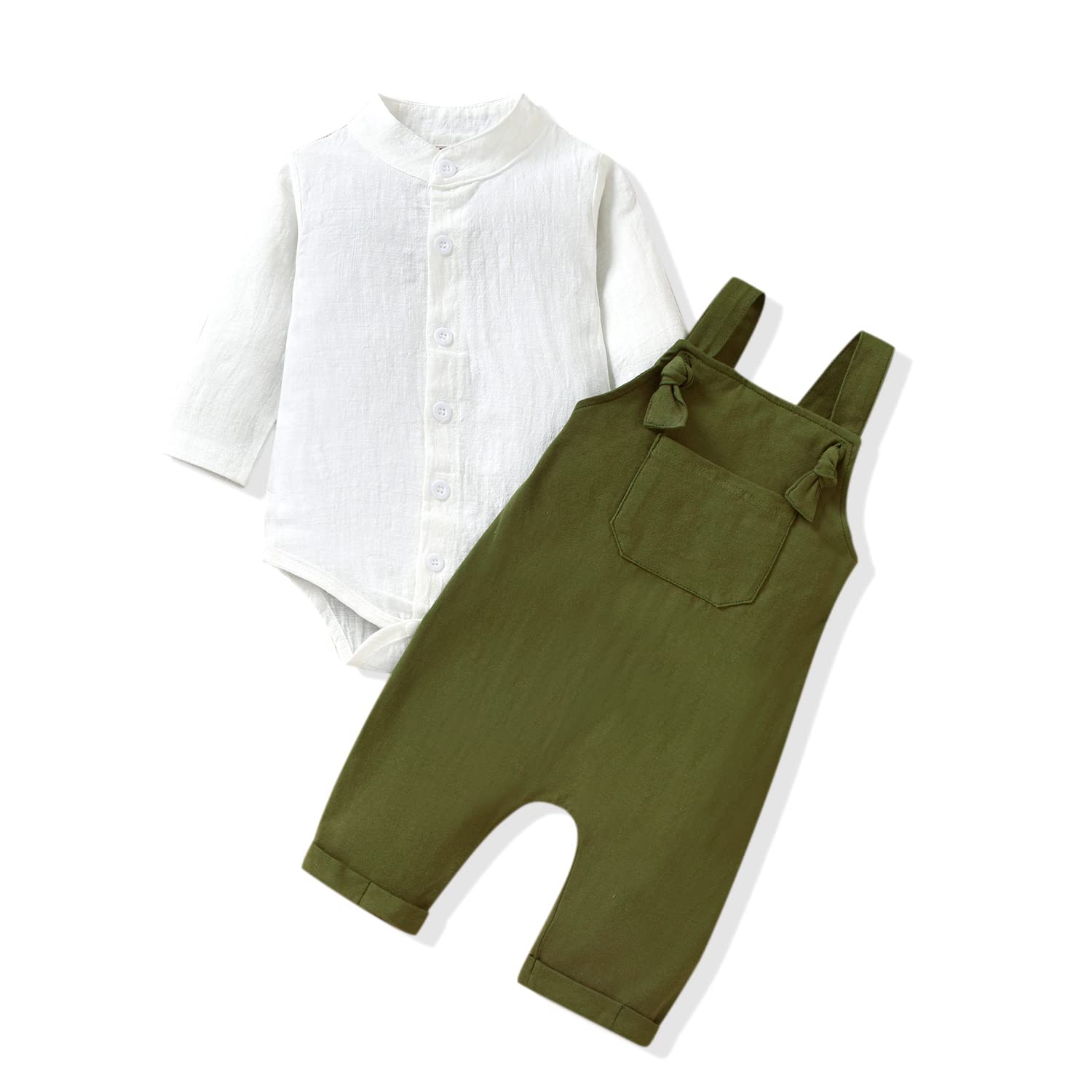 Unutiylo Baby Boys Clothes for Gentleman Outfits,Toddler Overalls Baby Suspender Pants and Bodysuit Romper