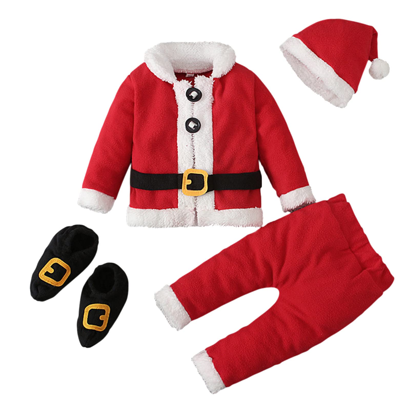 Baby Boy Girl Christmas Outfit Toddler Santa 𝘾𝙤𝙨𝙩ume Cute Santa Claus Cosplay Dress Up Clothes Xmas Coat Pant Set