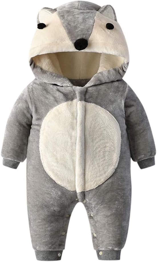 Infant Baby Boys Girls Snowsuits Overcoat Winter Warm Clothes Cartoon Fox Snow Wear Outerwear 3-24 Months