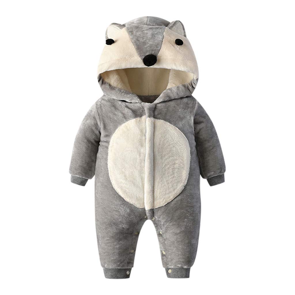 Infant Baby Boys Girls Snowsuits Overcoat Winter Warm Clothes Cartoon Fox Snow Wear Outerwear 3-24 Months