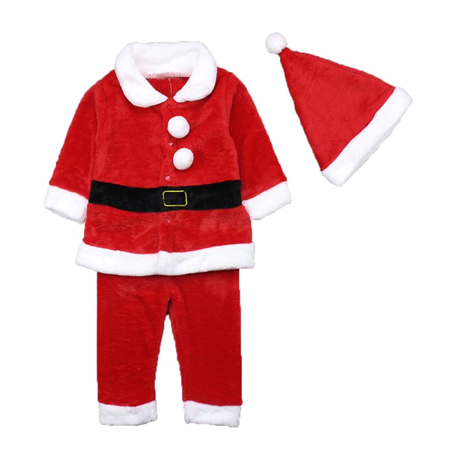 Baby Boy Girl Christmas Outfit Toddler Santa 𝘾𝙤𝙨𝙩ume Cute Santa Claus Cosplay Dress Up Clothes Xmas Coat Pant Set