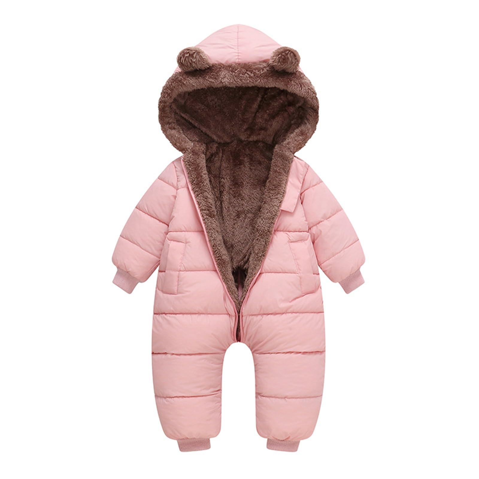 Newborn Baby Bear Outfit Snowsuit Girls Boys Fleece Jumpsuit Romper Hooded Winter Snowsuit Clothes 0-3 Years