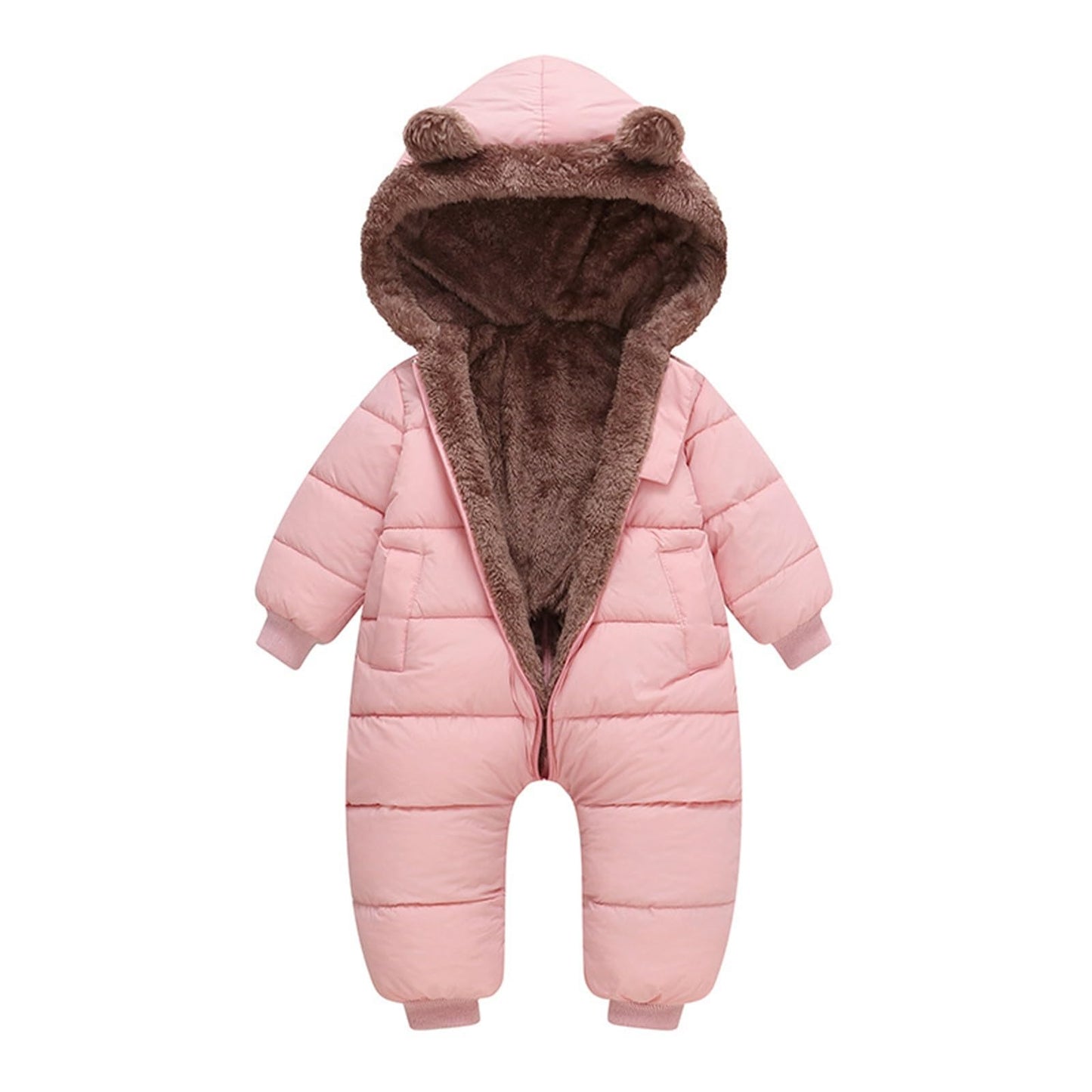Newborn Baby Bear Outfit Snowsuit Girls Boys Fleece Jumpsuit Romper Hooded Winter Snowsuit Clothes 0-3 Years