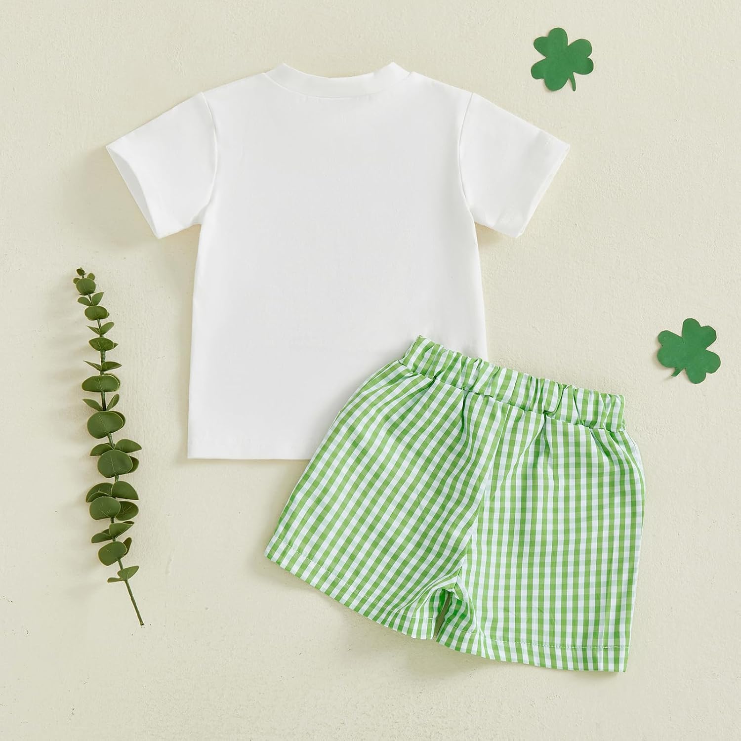 Baby Boy St Patricks Day Outfit Short Sleeve T-Shirt Green Plaid Shorts Summer Clothes Toddler Outfits