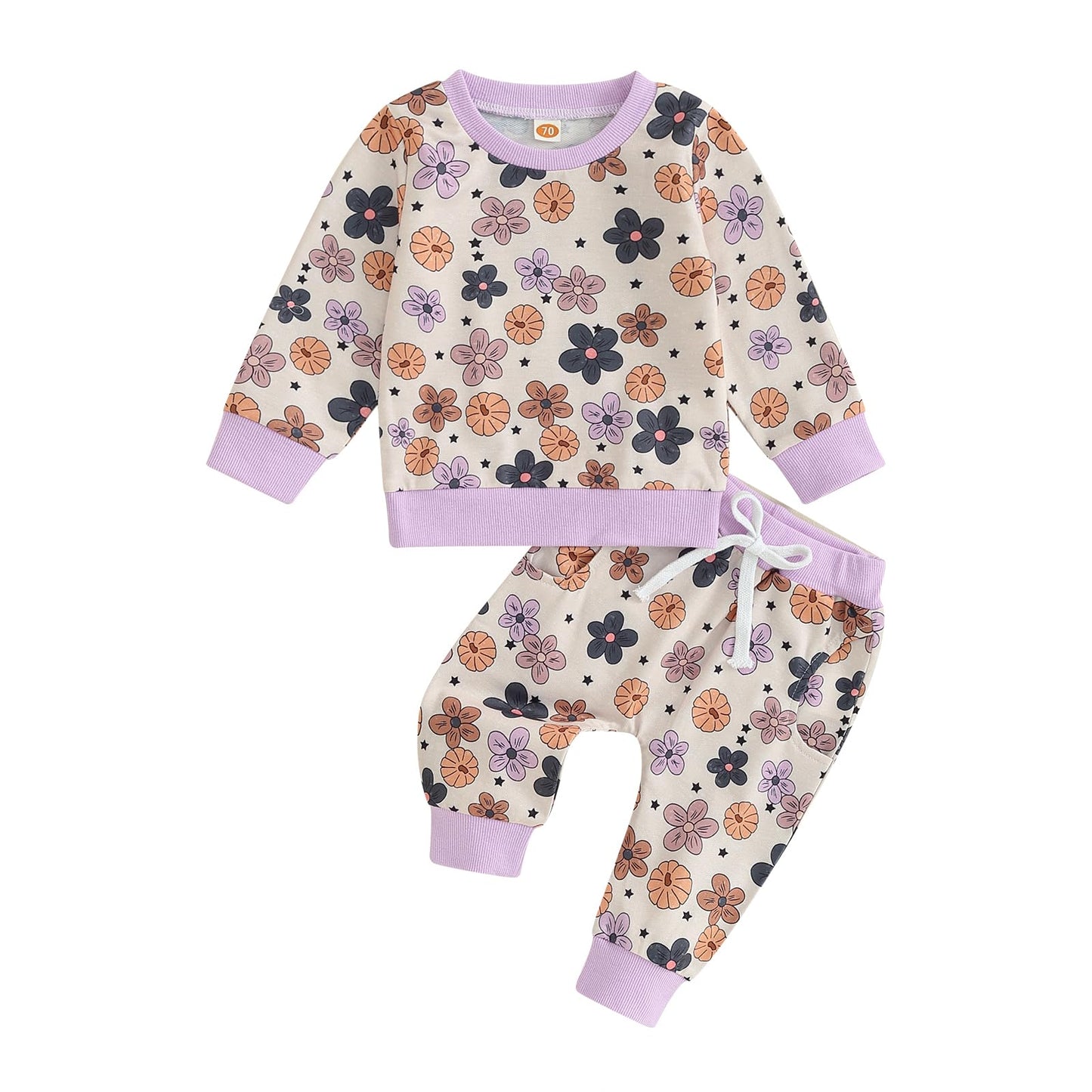 Cute Baby Girl Clothes Long Sleeve Print Sweatshirt Top and Pants Set Toddler Girl Fall Outfits