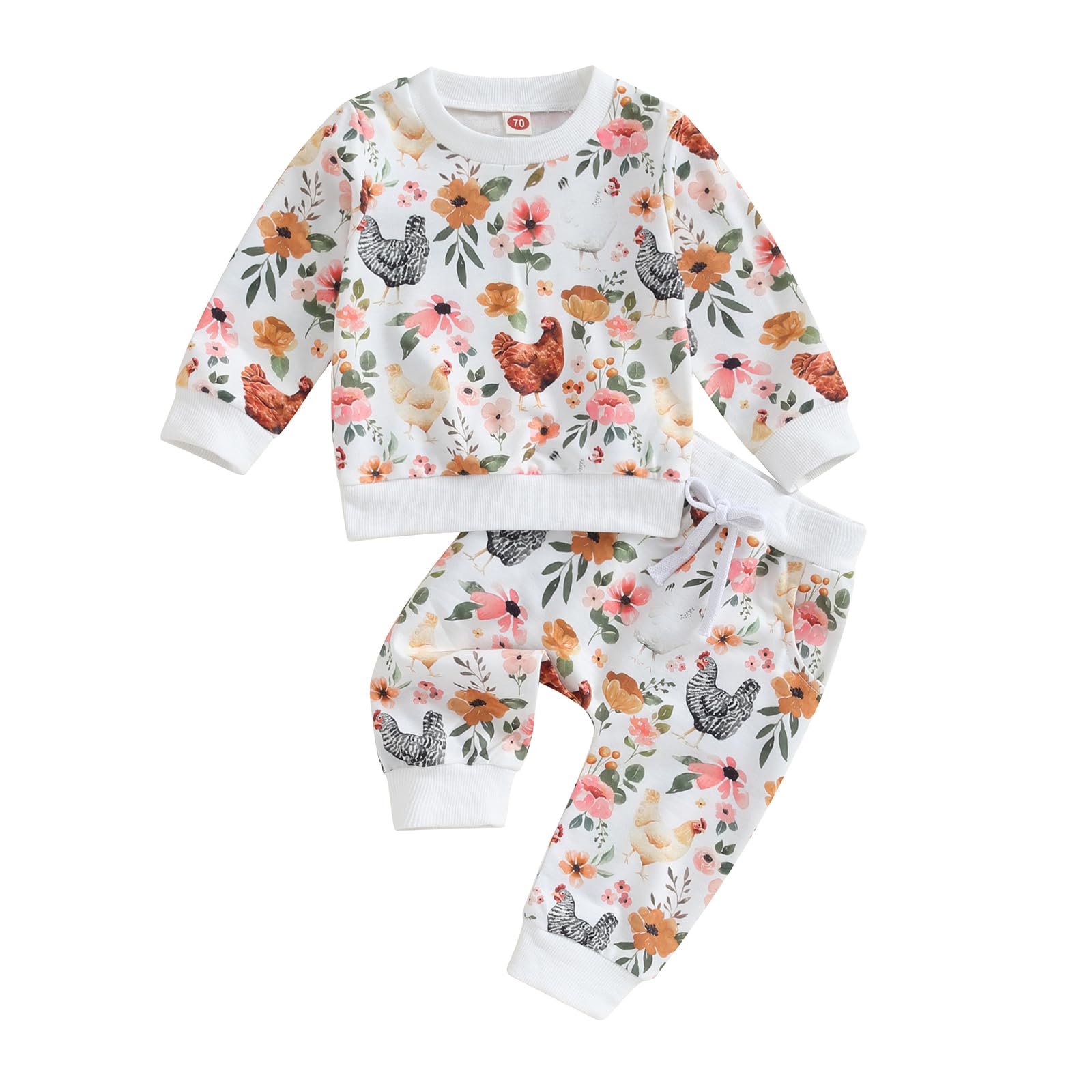 Cute Baby Girl Clothes Long Sleeve Print Sweatshirt Top and Pants Set Toddler Girl Fall Outfits