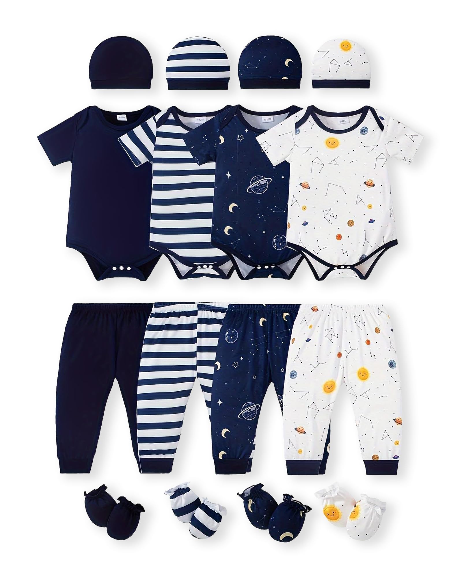 NZRVAWS Newborn Baby Boy Girl Clothes Unisex Preemie Infant Pants Laytte Set Outfits 0-18 Months 20 Pcs Essentials Gift