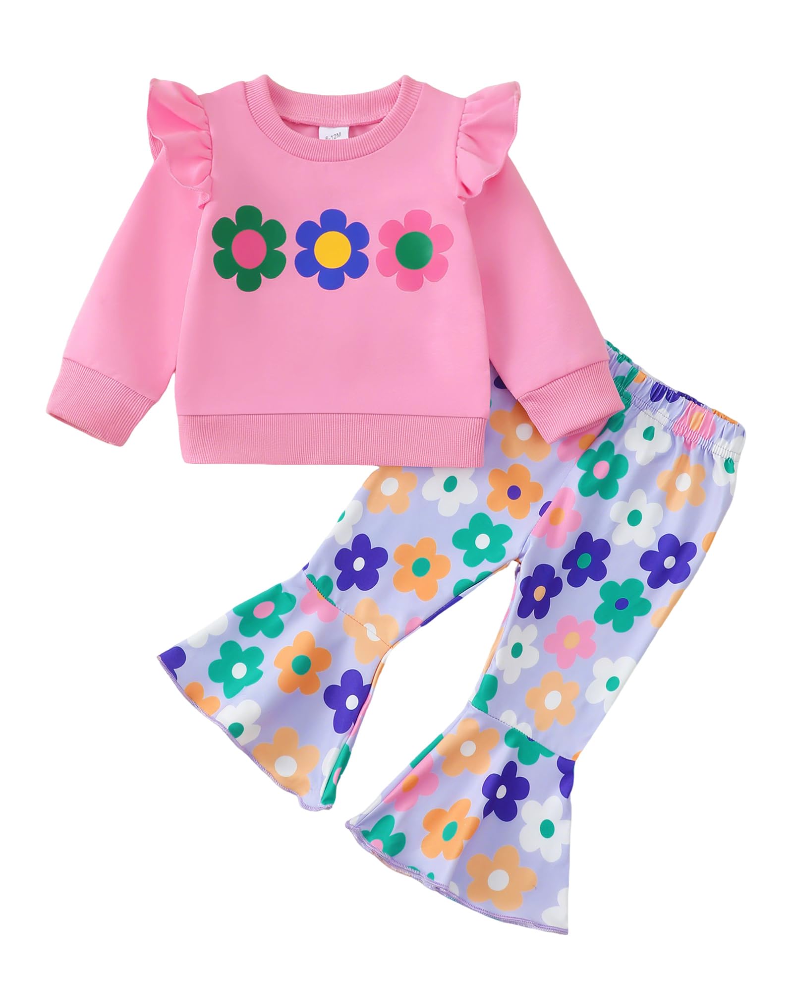 Kucnuzki Baby Girl Clothes Toddler Girl Outfits Fall Winter Long Sleeve T Shirts Top Flare Leggings Pants Kids Clothing