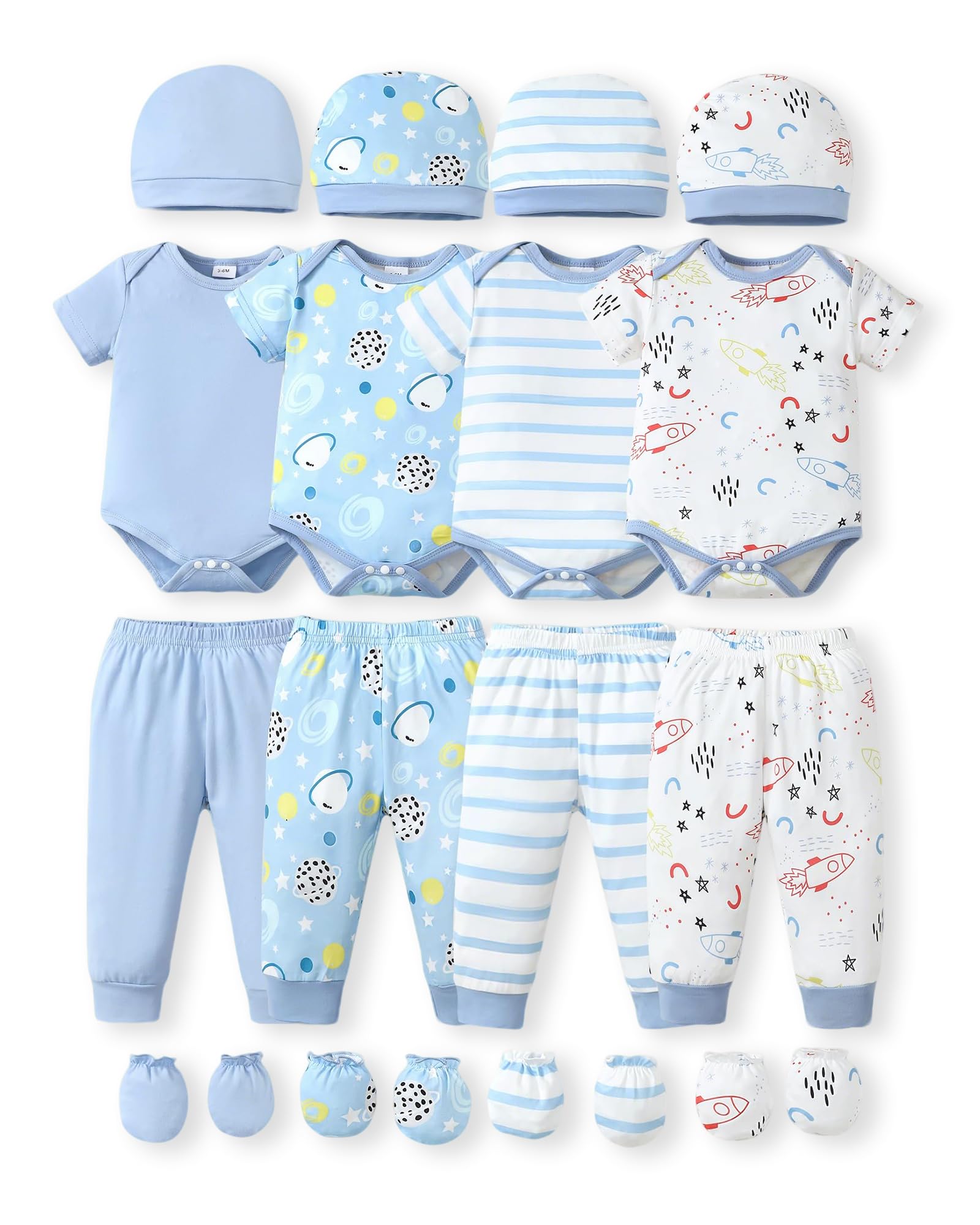 NZRVAWS Newborn Baby Boy Girl Clothes Unisex Preemie Infant Pants Laytte Set Outfits 0-18 Months 20 Pcs Essentials Gift