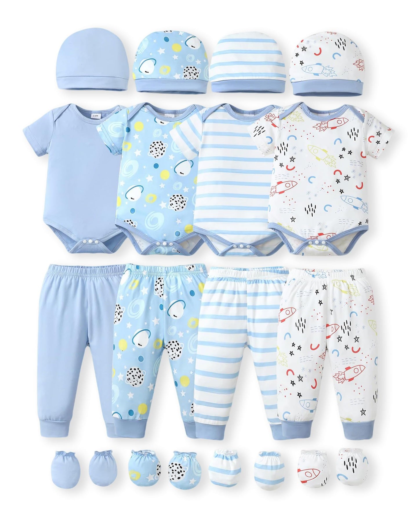 NZRVAWS Newborn Baby Boy Girl Clothes Unisex Preemie Infant Pants Laytte Set Outfits 0-18 Months 20 Pcs Essentials Gift