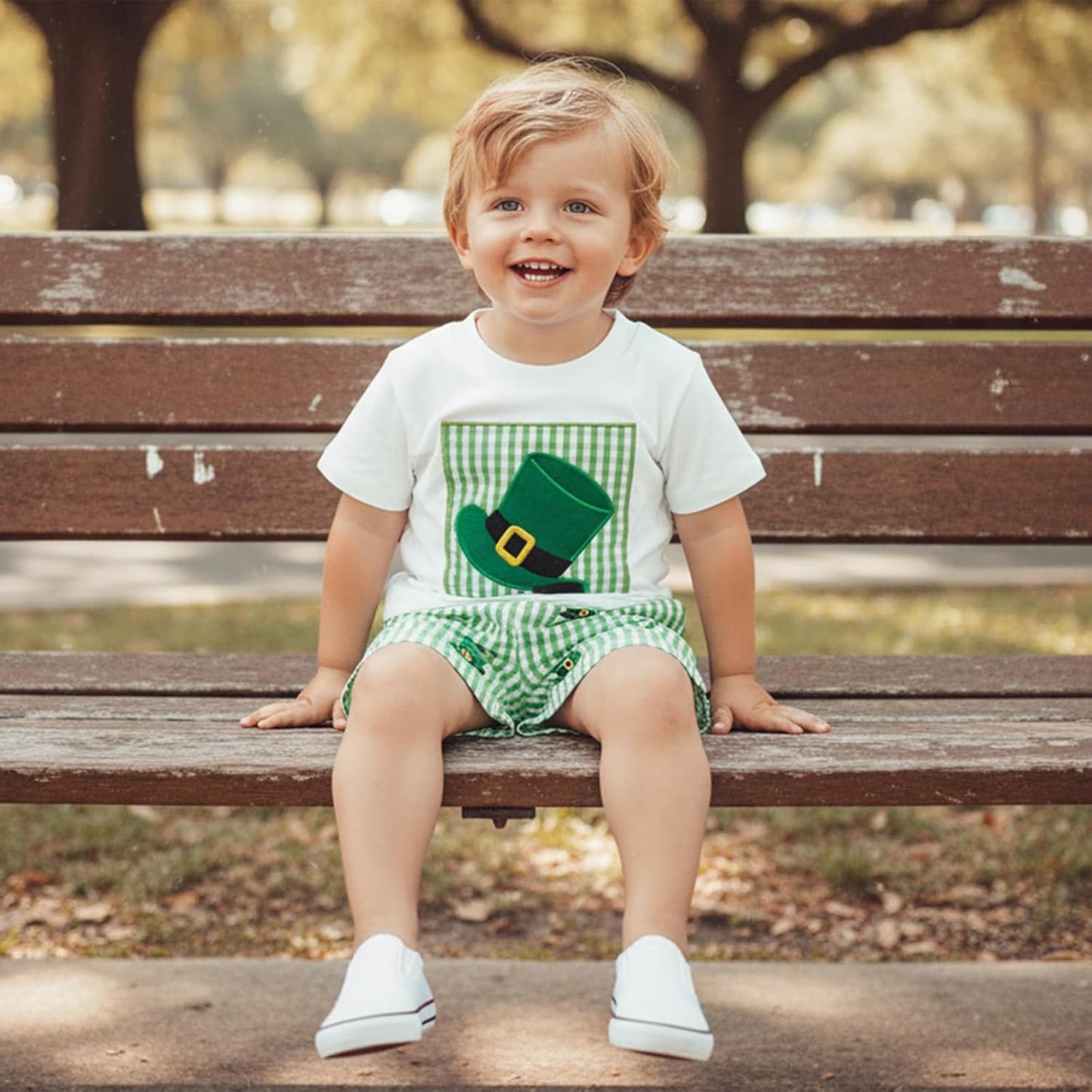 Baby Boy St Patricks Day Outfit Short Sleeve T-Shirt Green Plaid Shorts Summer Clothes Toddler Outfits