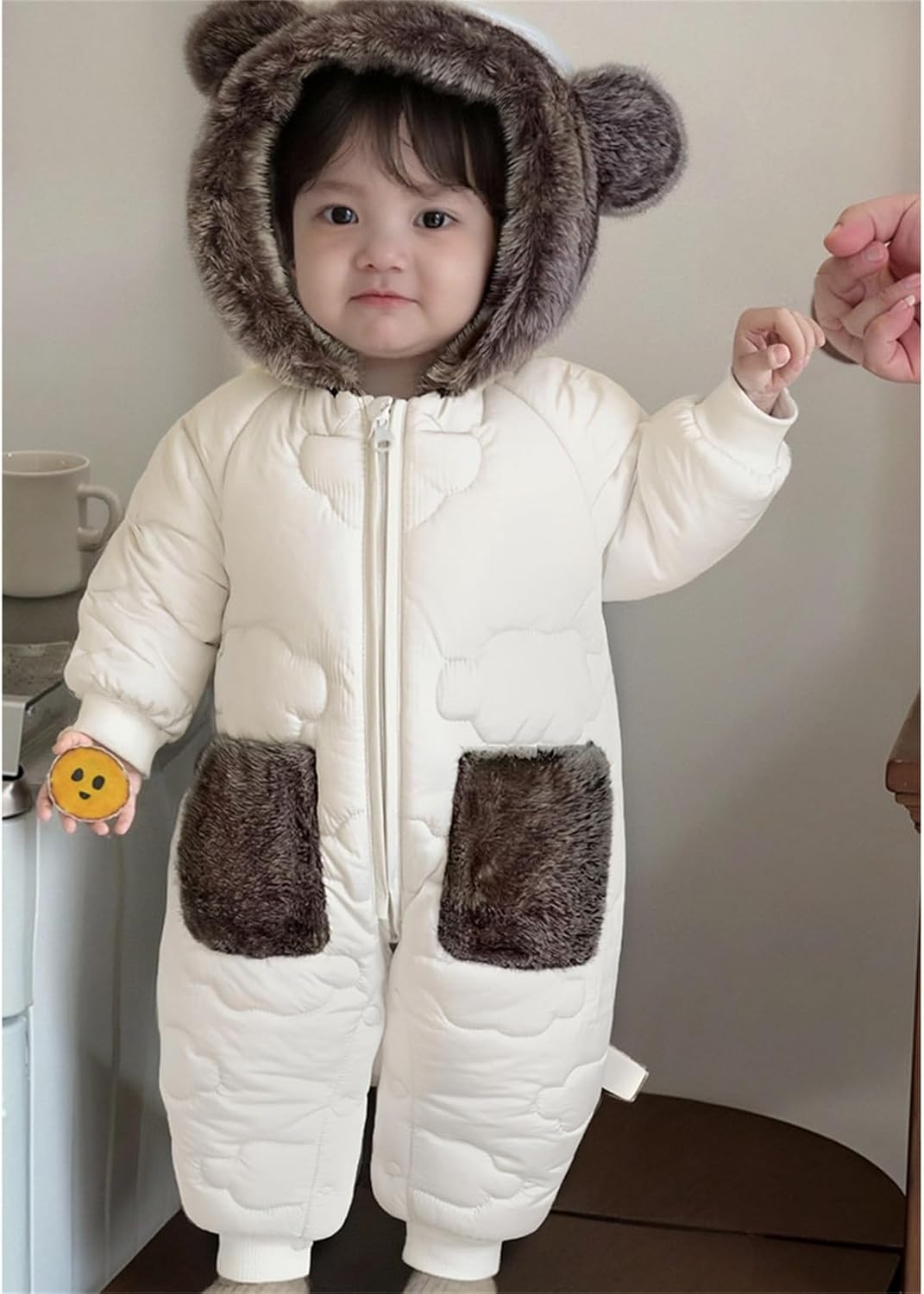 Newborn Baby Bear Outfit Snowsuit Girls Boys Fleece Jumpsuit Romper Hooded Winter Snowsuit Clothes 0-3 Years