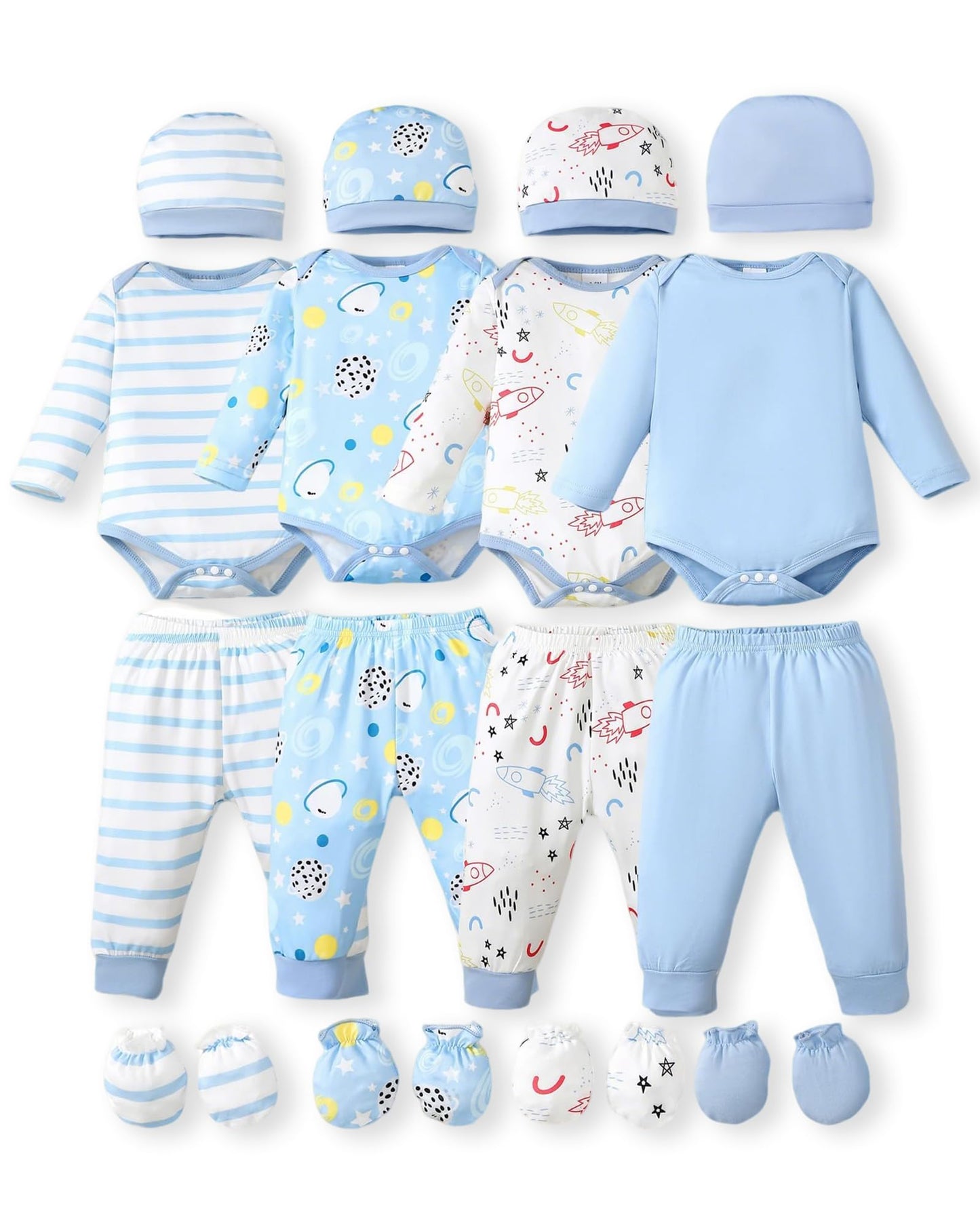 NZRVAWS Newborn Baby Boy Girl Clothes Unisex Preemie Infant Pants Laytte Set Outfits 0-18 Months 20 Pcs Essentials Gift