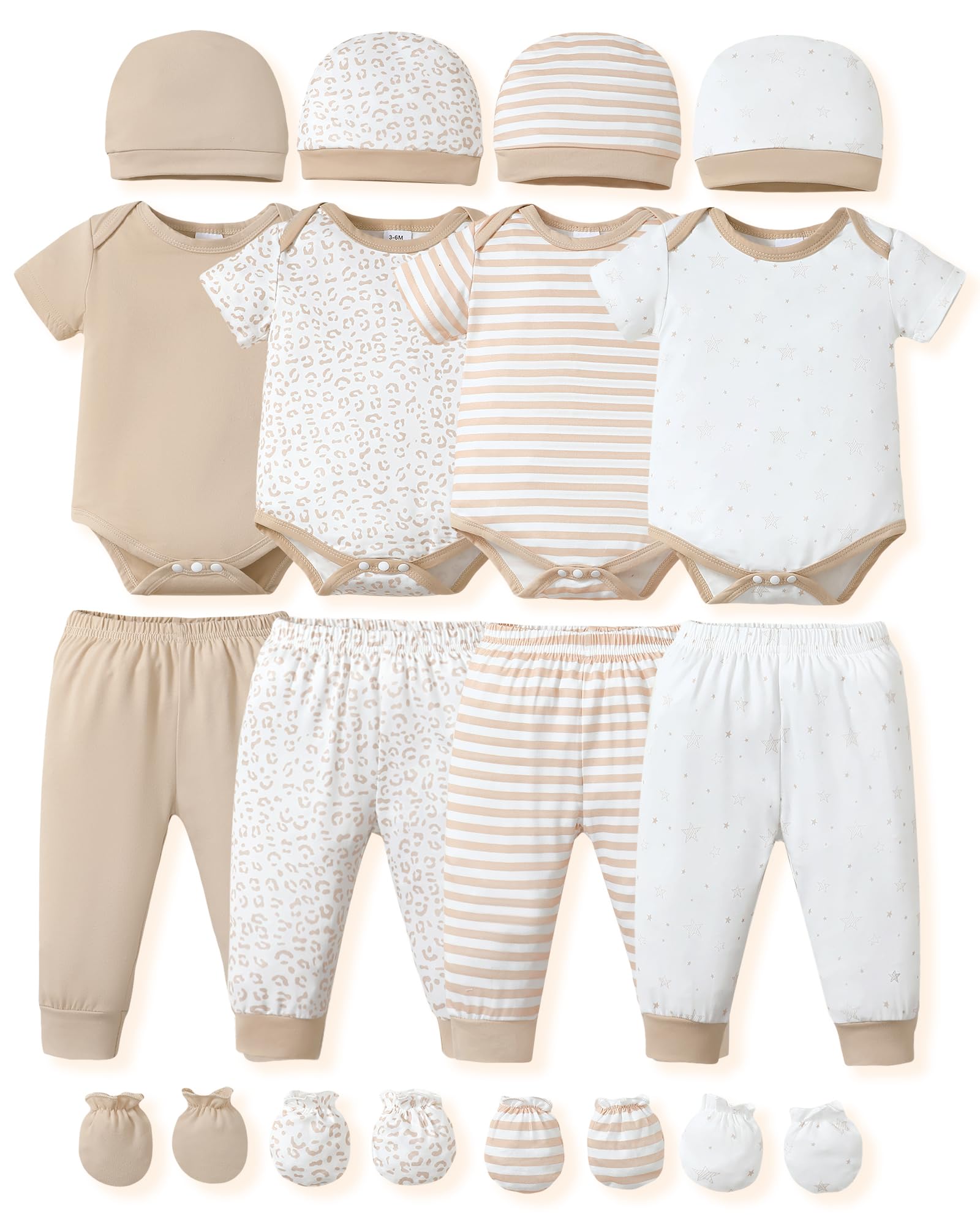 NZRVAWS Newborn Baby Boy Girl Clothes Unisex Preemie Infant Pants Laytte Set Outfits 0-18 Months 20 Pcs Essentials Gift