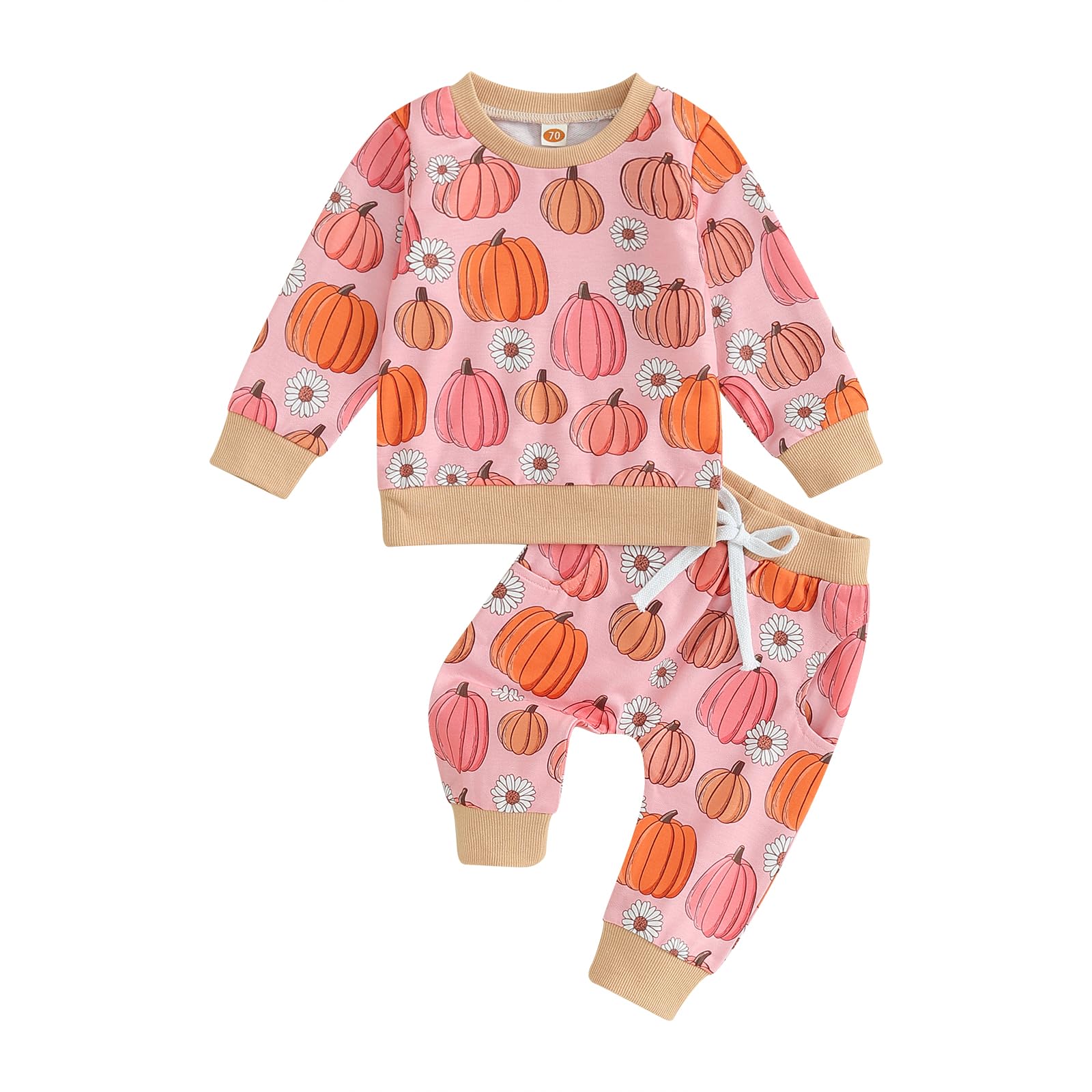 Cute Baby Girl Clothes Long Sleeve Print Sweatshirt Top and Pants Set Toddler Girl Fall Outfits