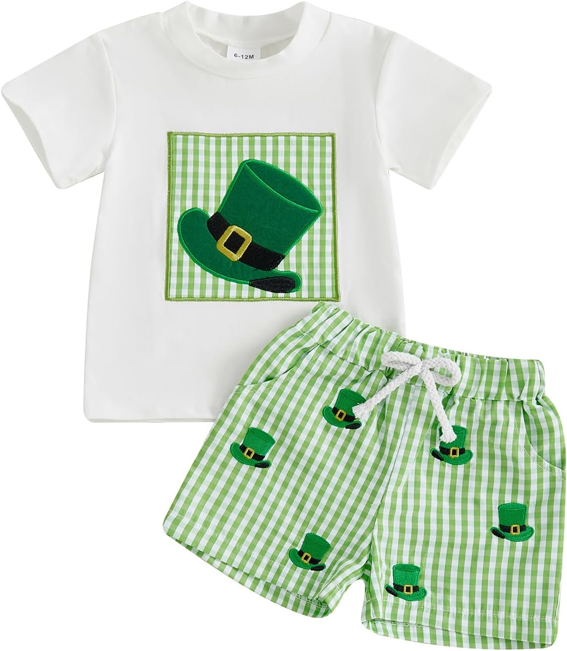 Baby Boy St Patricks Day Outfit Short Sleeve T-Shirt Green Plaid Shorts Summer Clothes Toddler Outfits