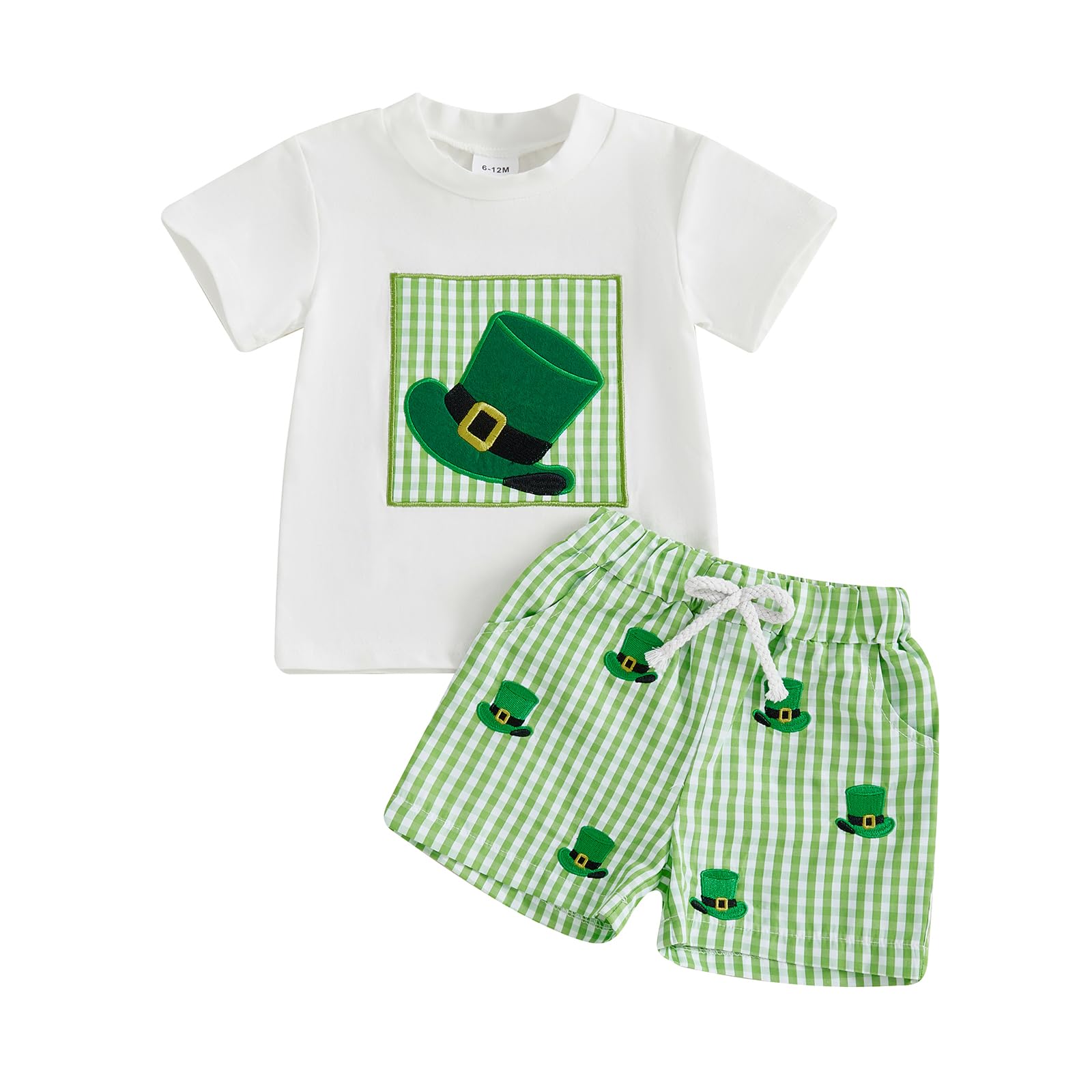 Baby Boy St Patricks Day Outfit Short Sleeve T-Shirt Green Plaid Shorts Summer Clothes Toddler Outfits