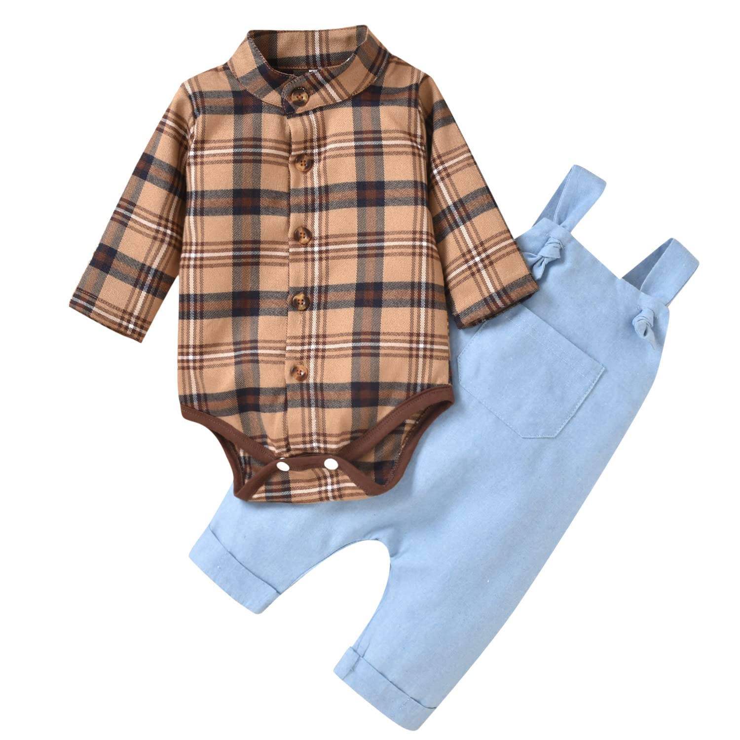 Unutiylo Baby Boys Clothes for Gentleman Outfits,Toddler Overalls Baby Suspender Pants and Bodysuit Romper