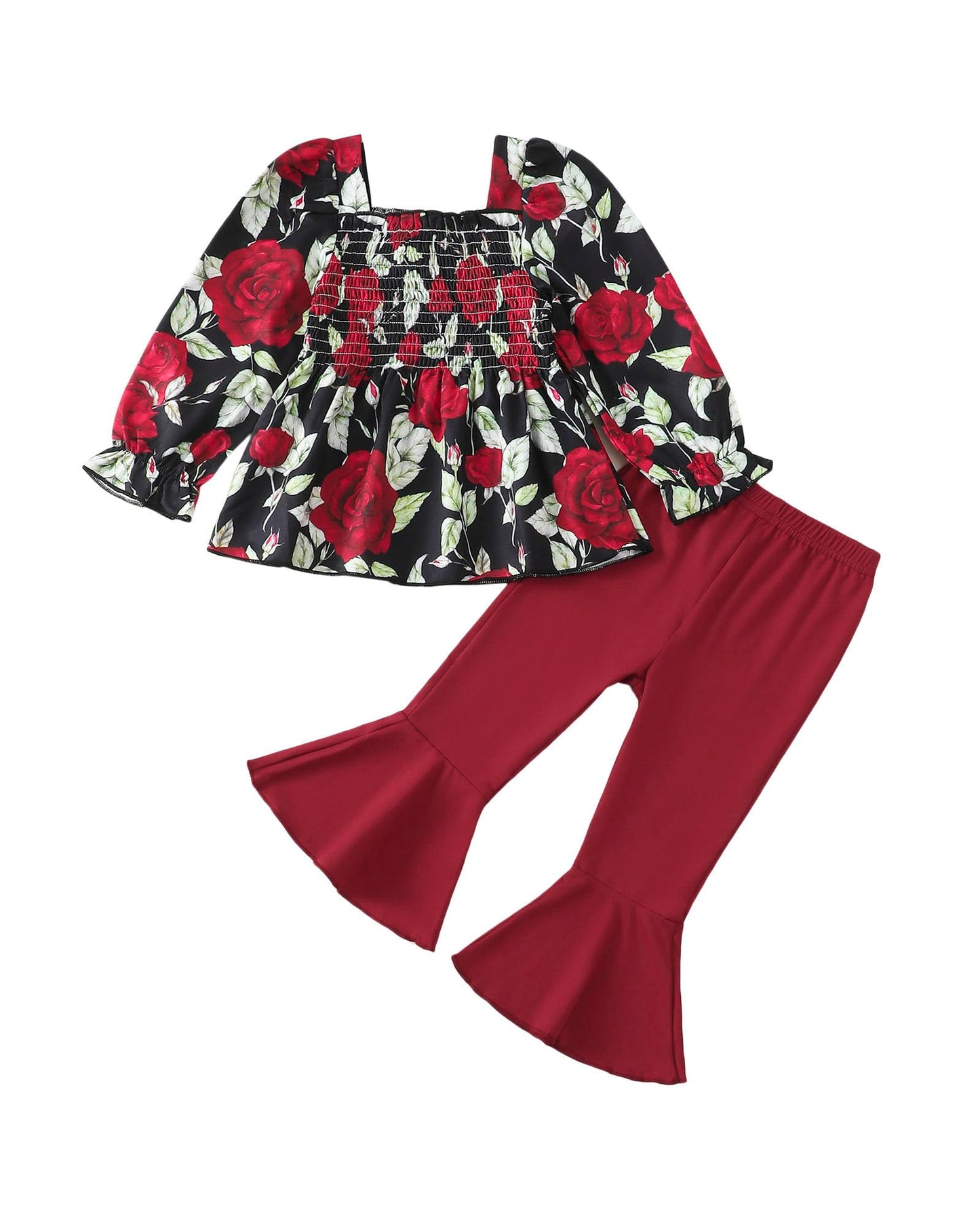 Kucnuzki Baby Girl Clothes Toddler Girl Outfits Fall Winter Long Sleeve T Shirts Top Flare Leggings Pants Kids Clothing