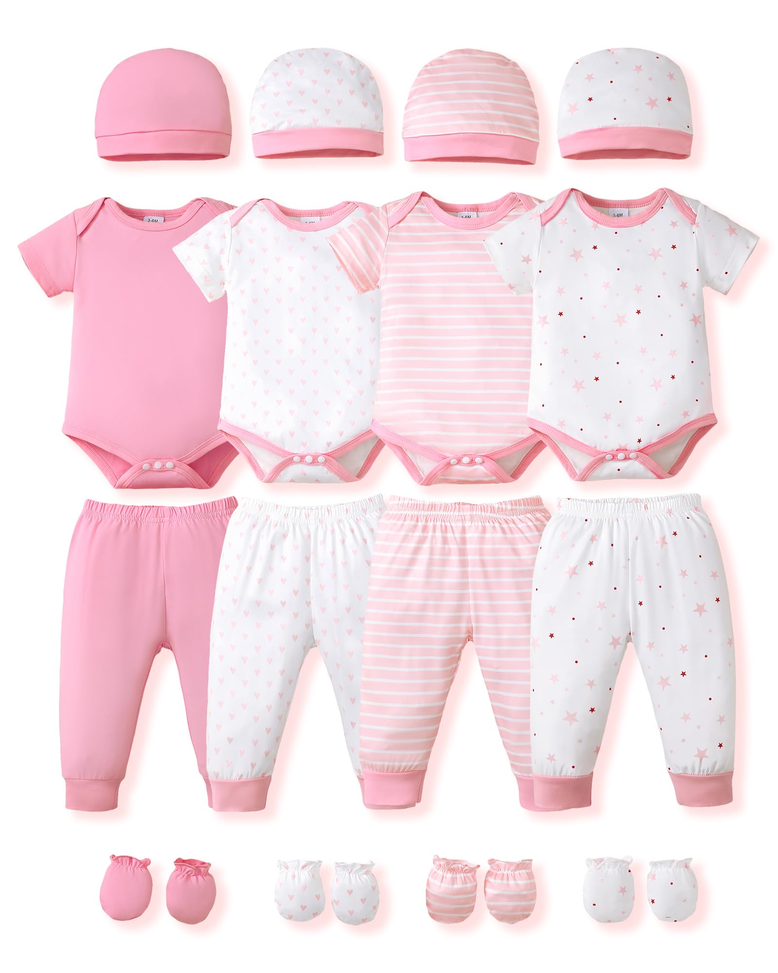 NZRVAWS Newborn Baby Boy Girl Clothes Unisex Preemie Infant Pants Laytte Set Outfits 0-18 Months 20 Pcs Essentials Gift