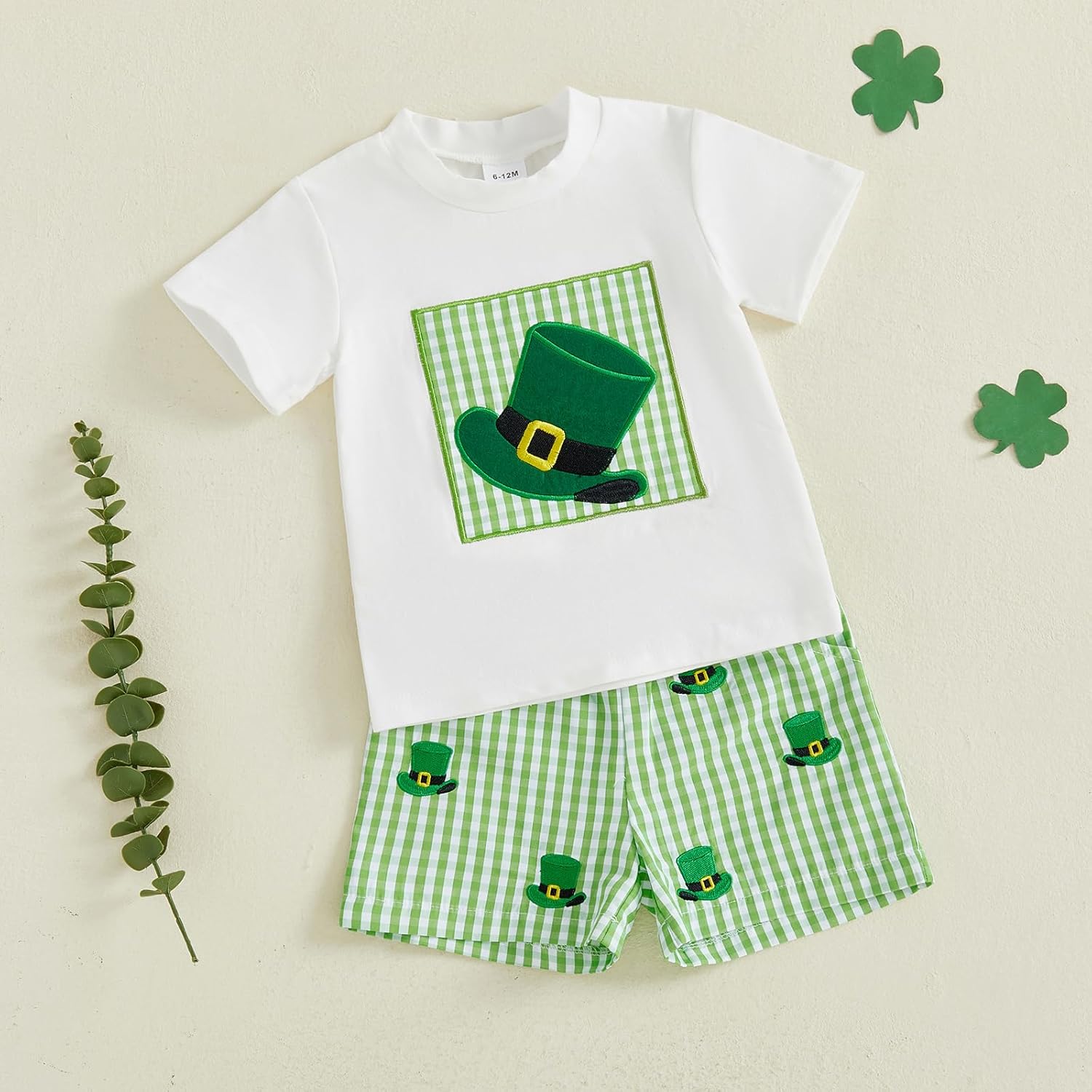 Baby Boy St Patricks Day Outfit Short Sleeve T-Shirt Green Plaid Shorts Summer Clothes Toddler Outfits