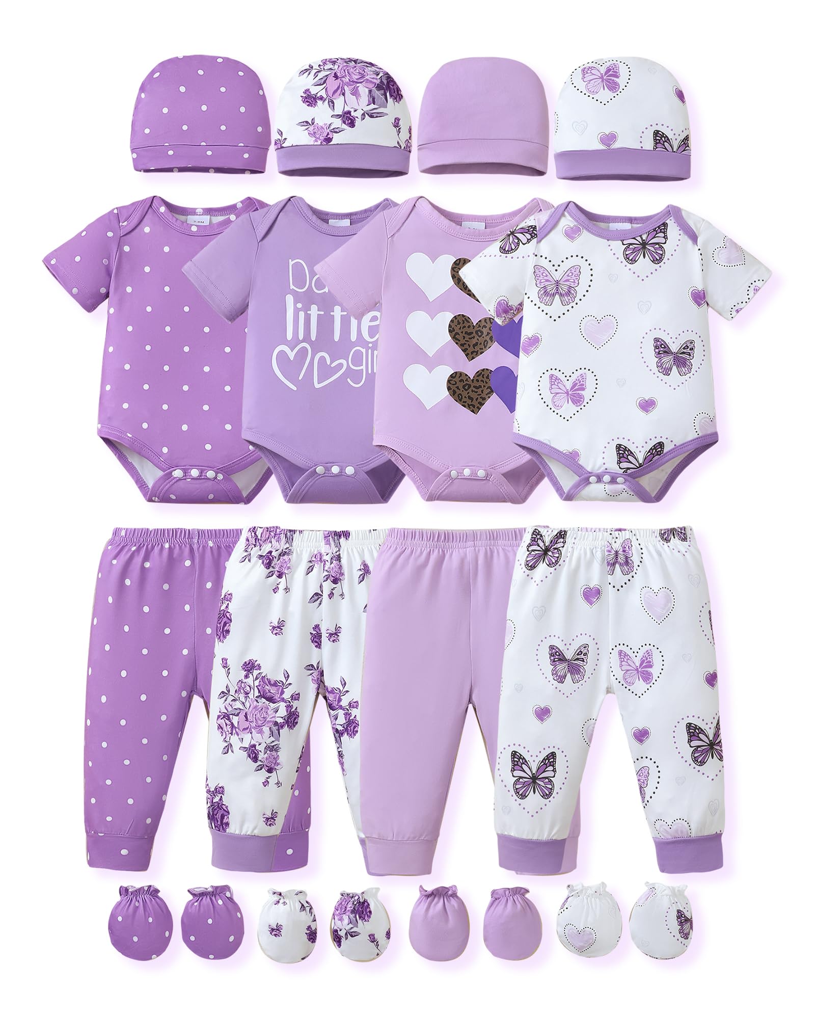 NZRVAWS Newborn Baby Boy Girl Clothes Unisex Preemie Infant Pants Laytte Set Outfits 0-18 Months 20 Pcs Essentials Gift